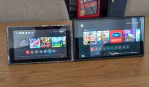 An original Nintendo Switch and a Nintendo Switch 2, both displaying the Home menu