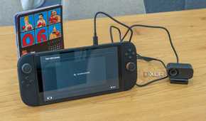 A Nintendo Switch 2 with an Insta360 Link 2C connected. The console indicates no camera is connected