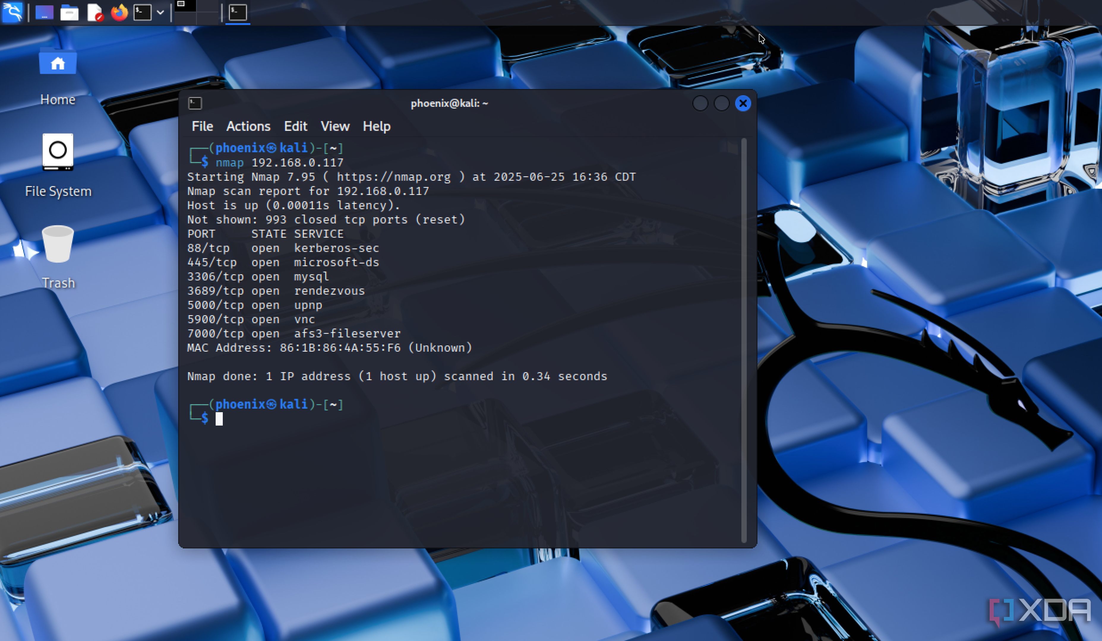 nmap displaying IP address
