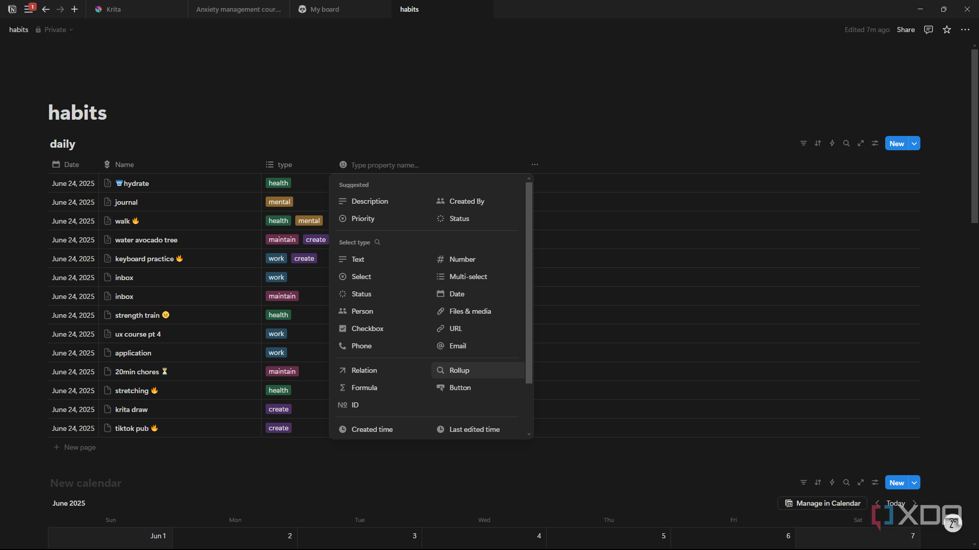 Notion add Rollup property