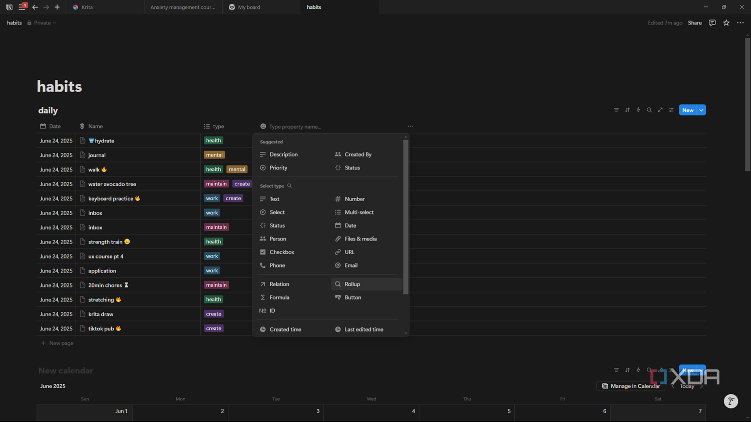 Notion add Rollup property