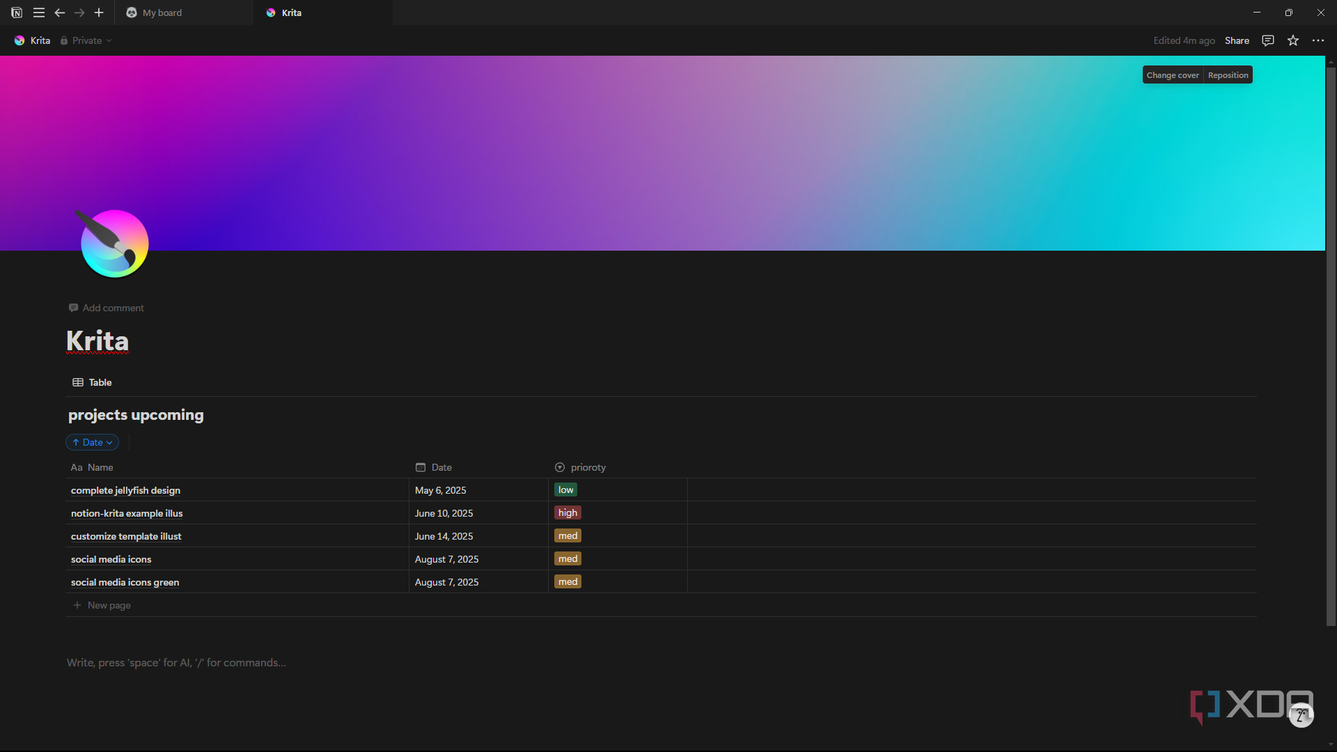 Notion add table database