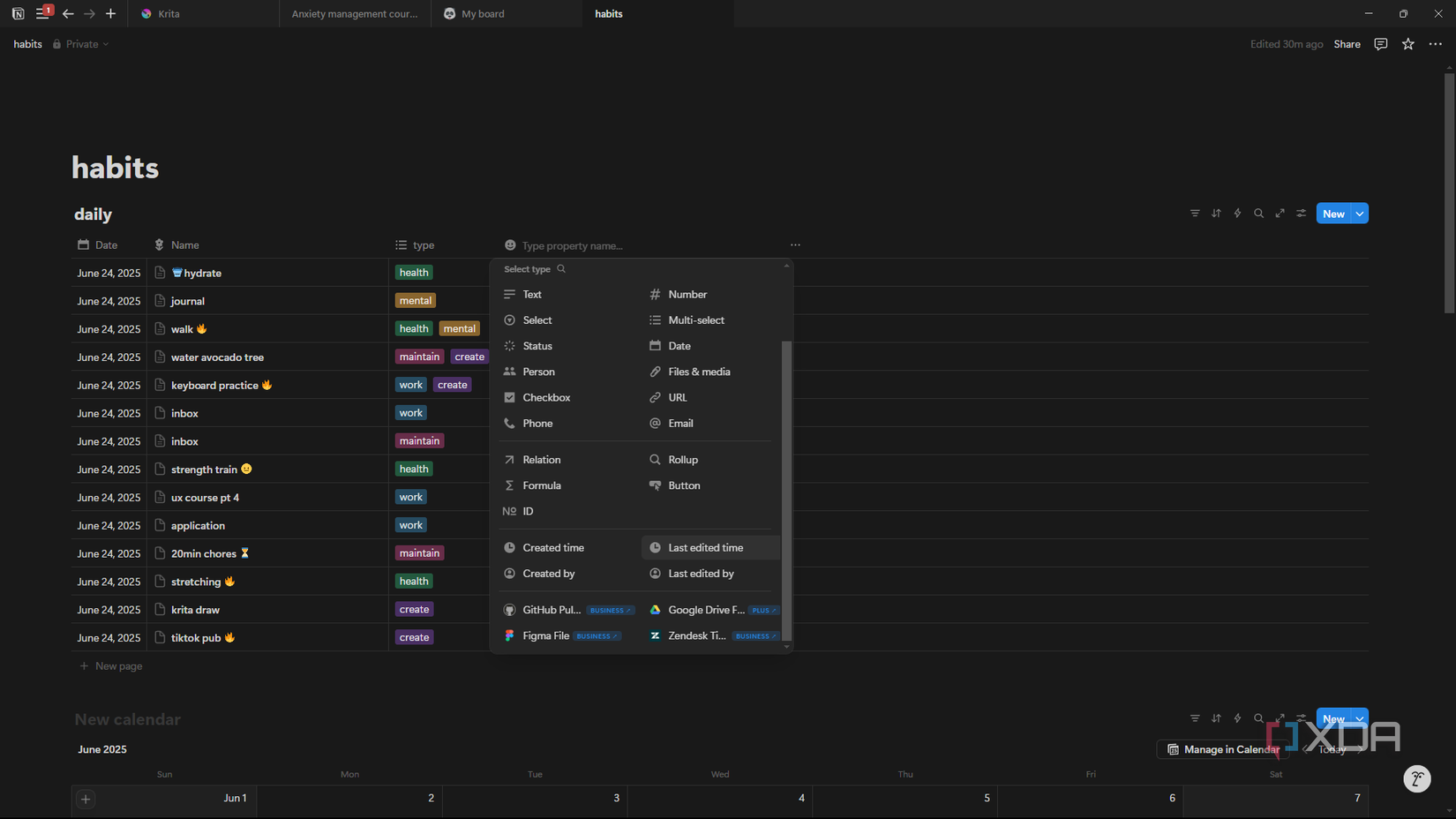 Notion adding Last Edited Time property