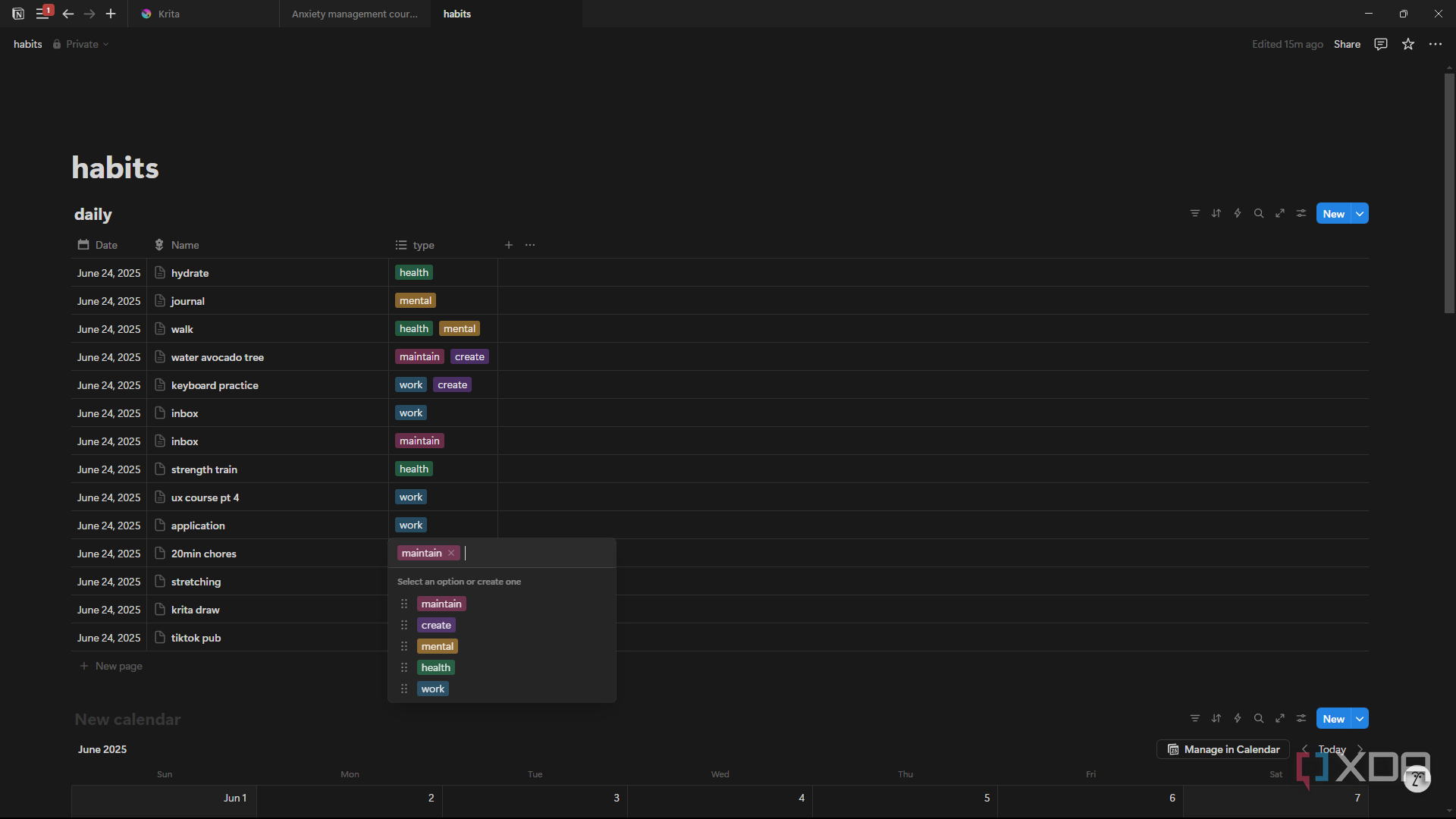 Notion adding tags to entries