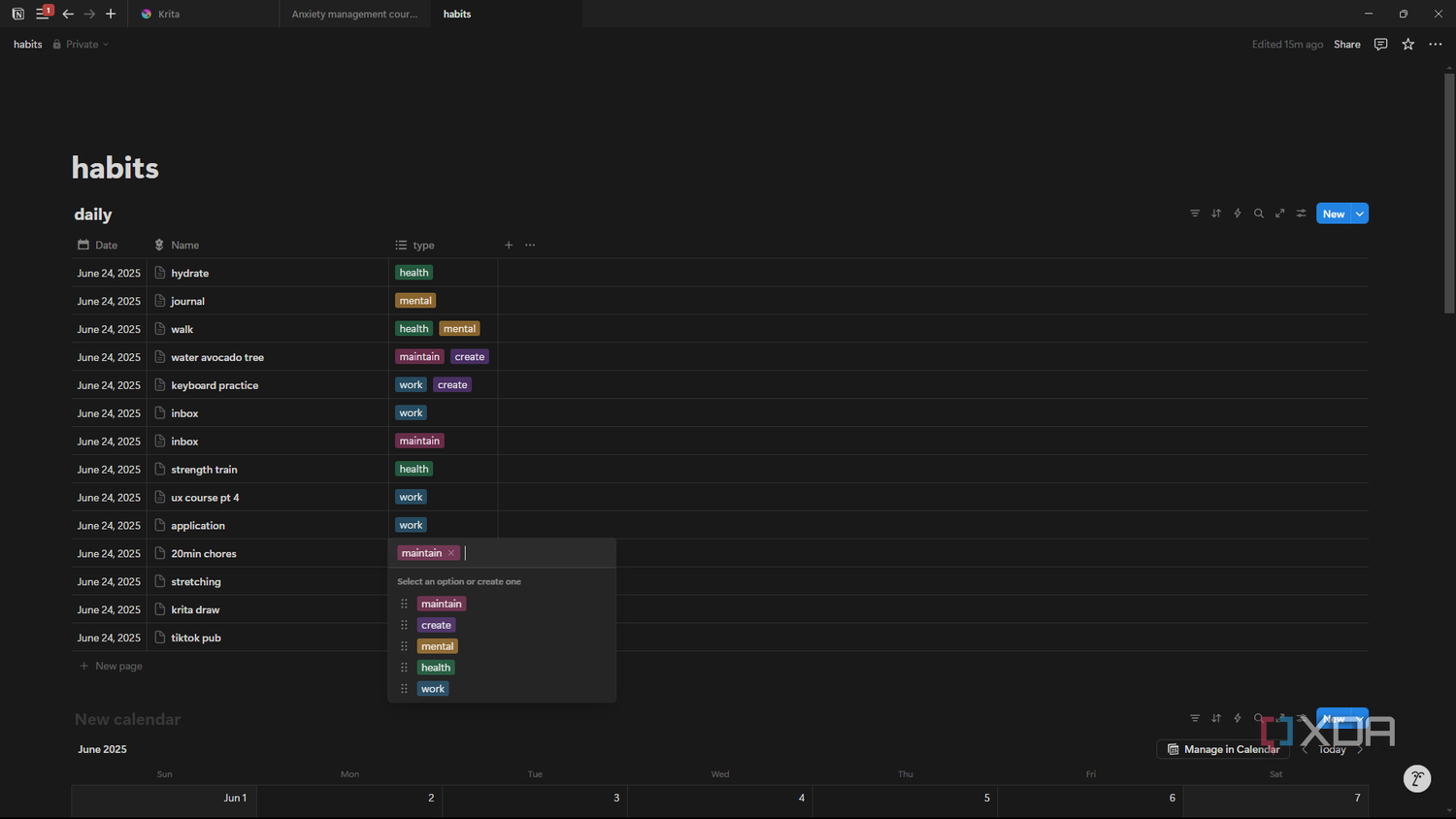 Notion adding tags to entries