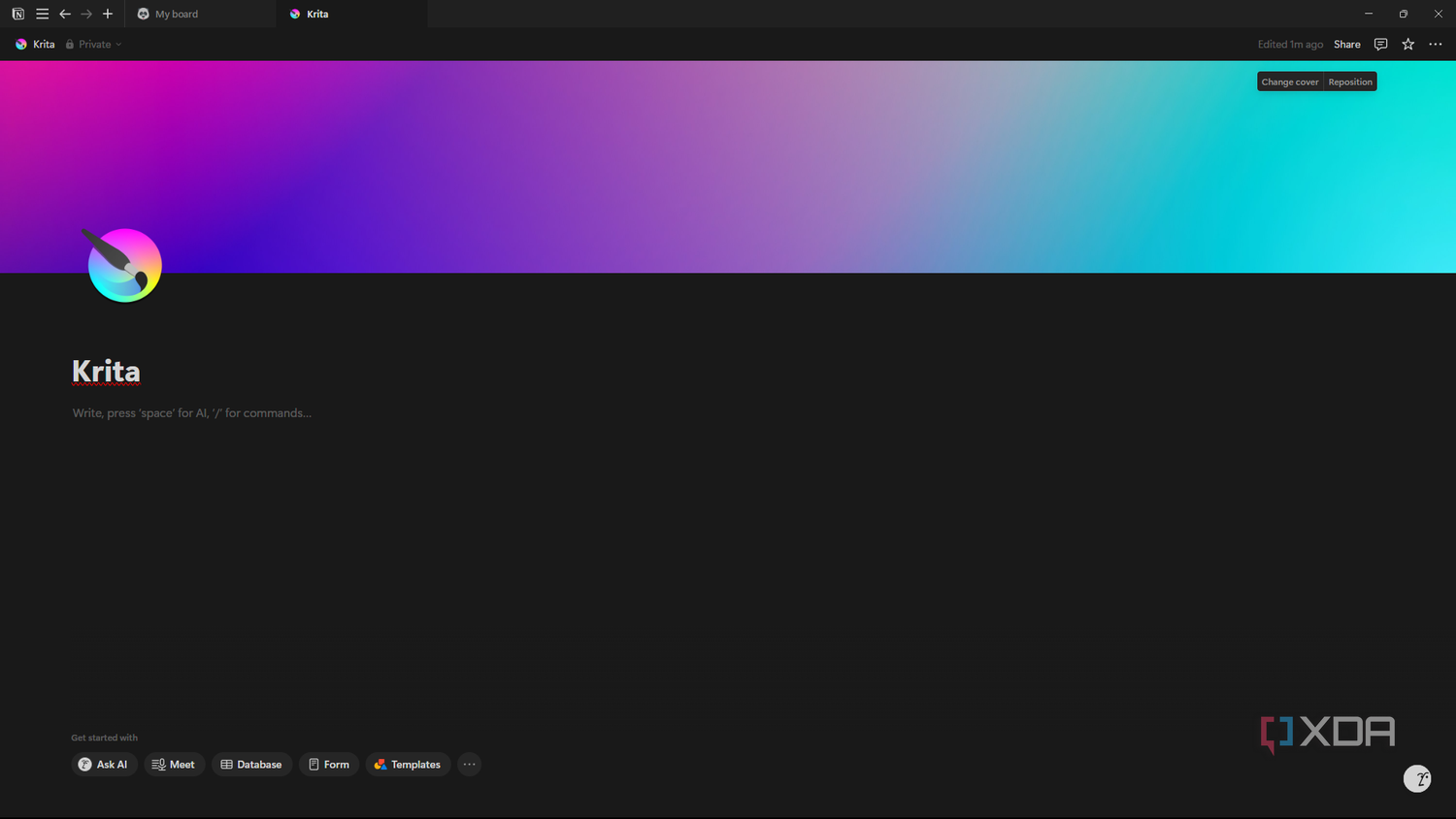 Notion create Krita dashboard