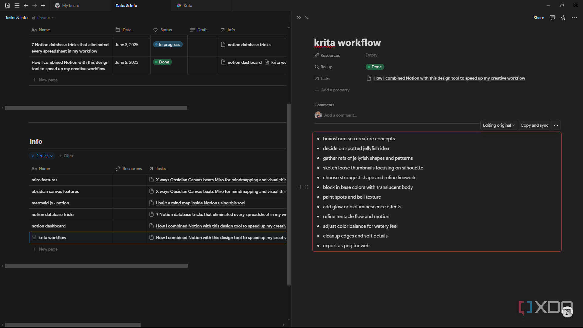 Notion fill out sync block
