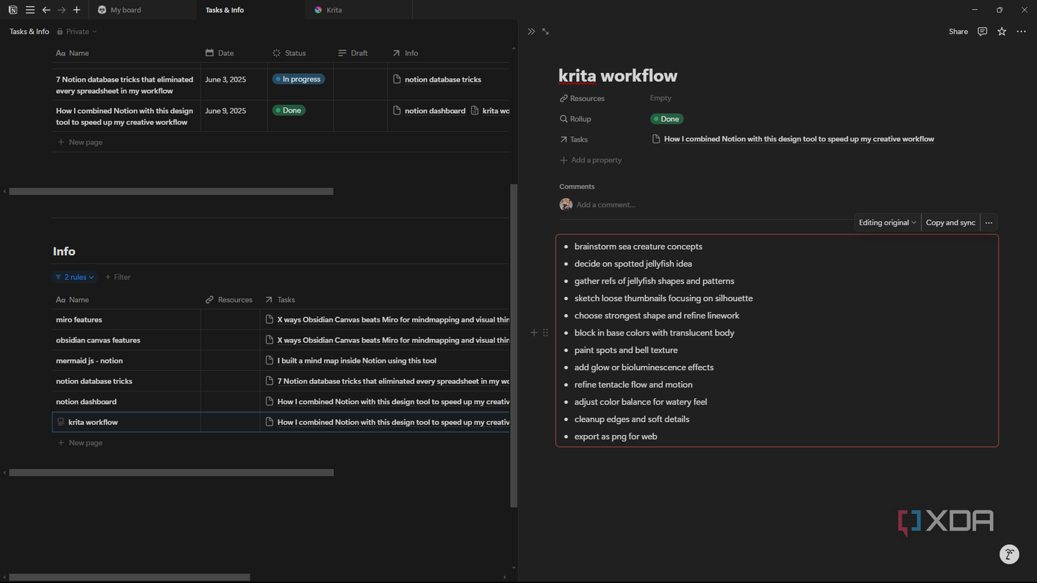 Notion fill out sync block