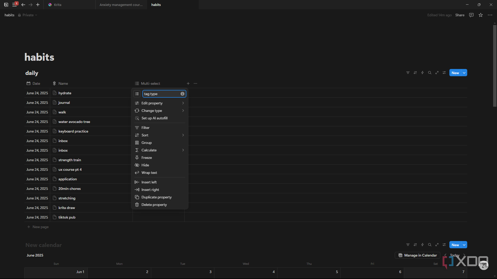 Notion name multi-select field