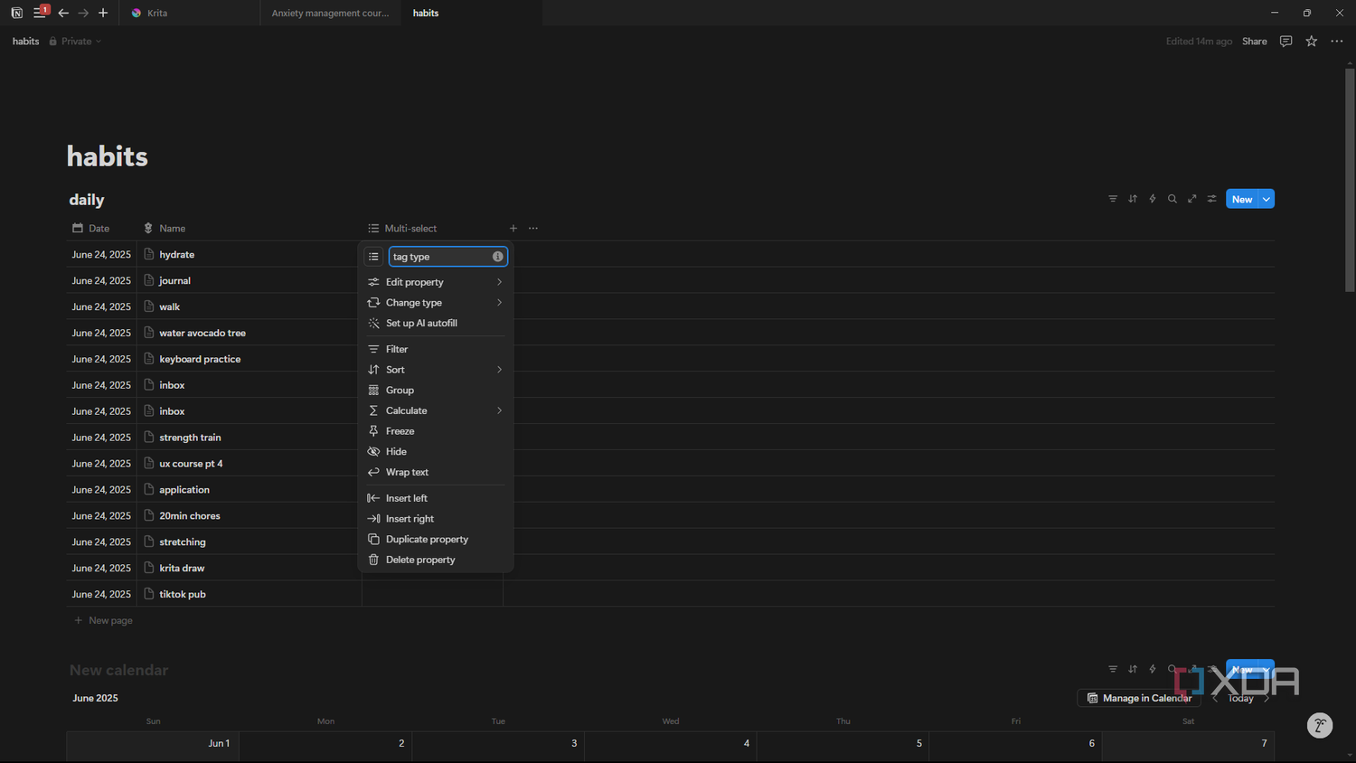 Notion name multi-select field