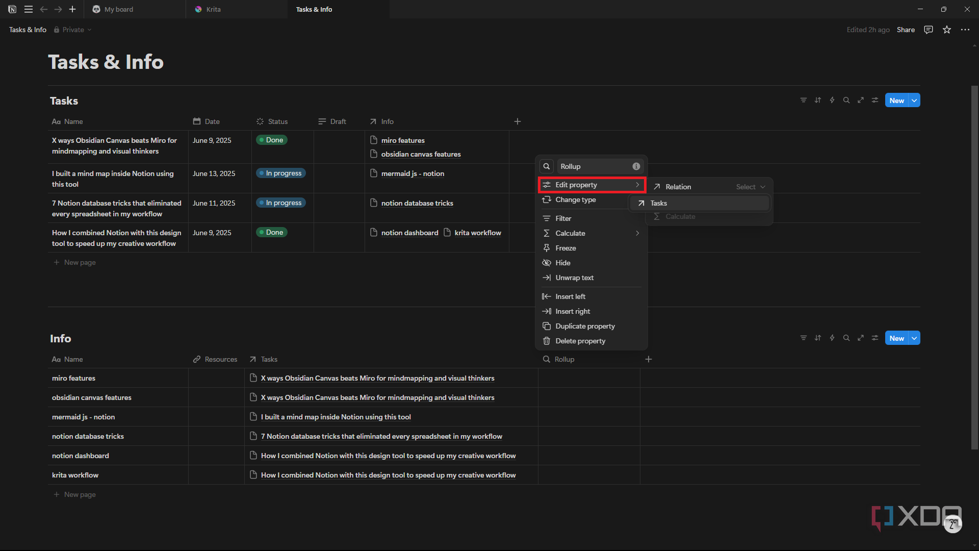 Notion rollup edit properties