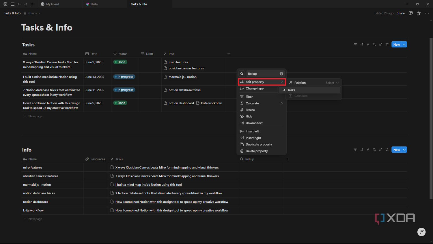 Notion rollup edit properties
