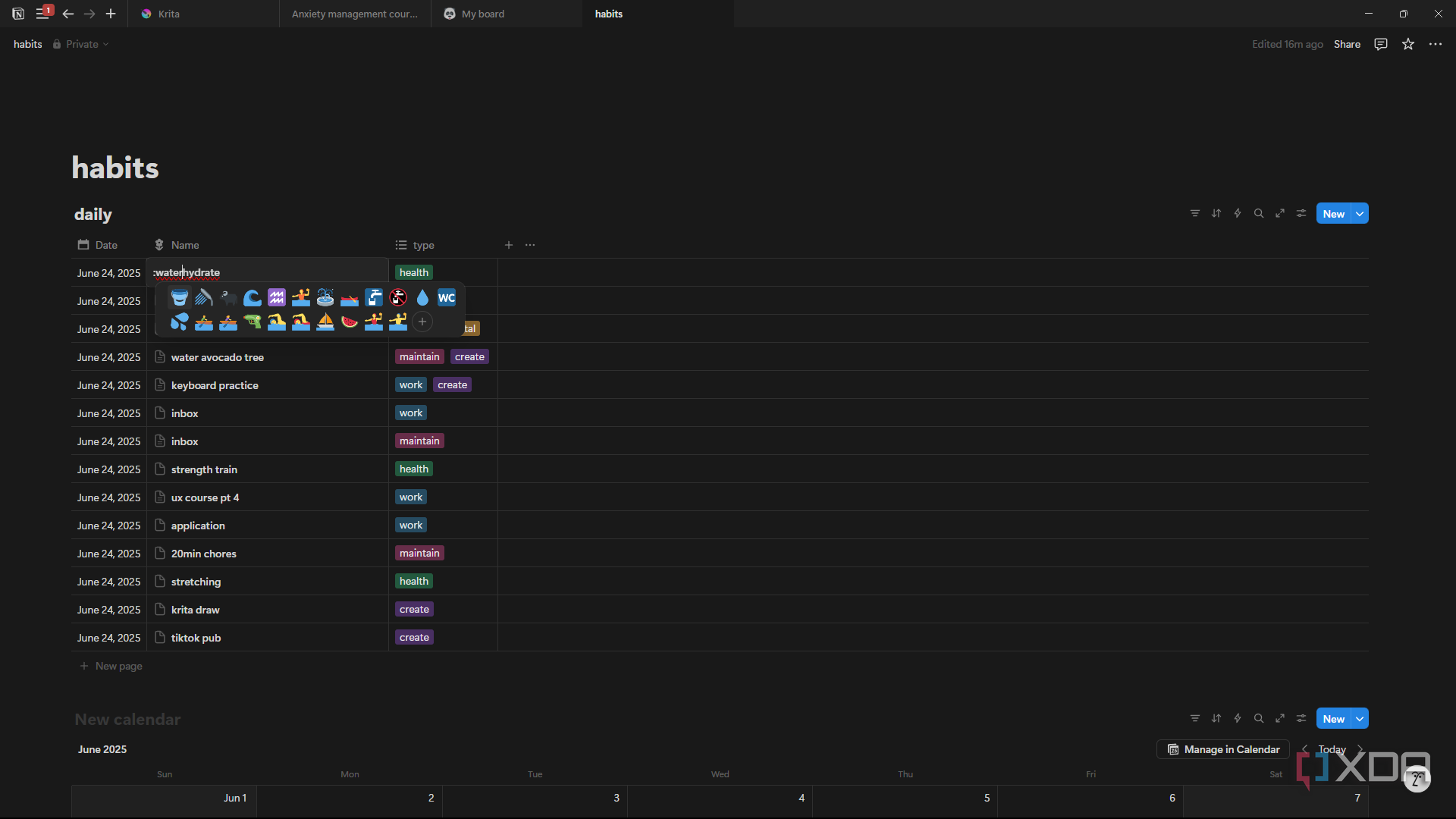 Notion searching for emojis