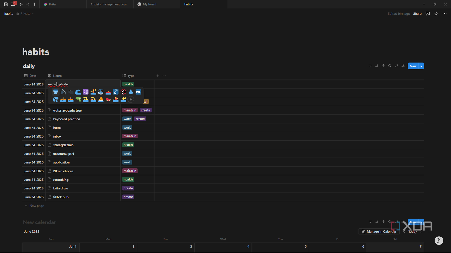 Notion searching for emojis