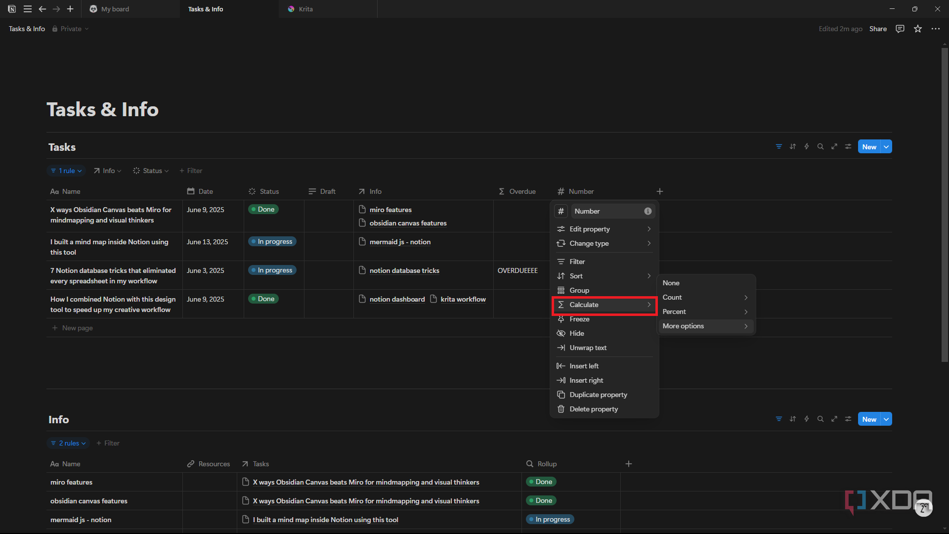 Notion select calculate