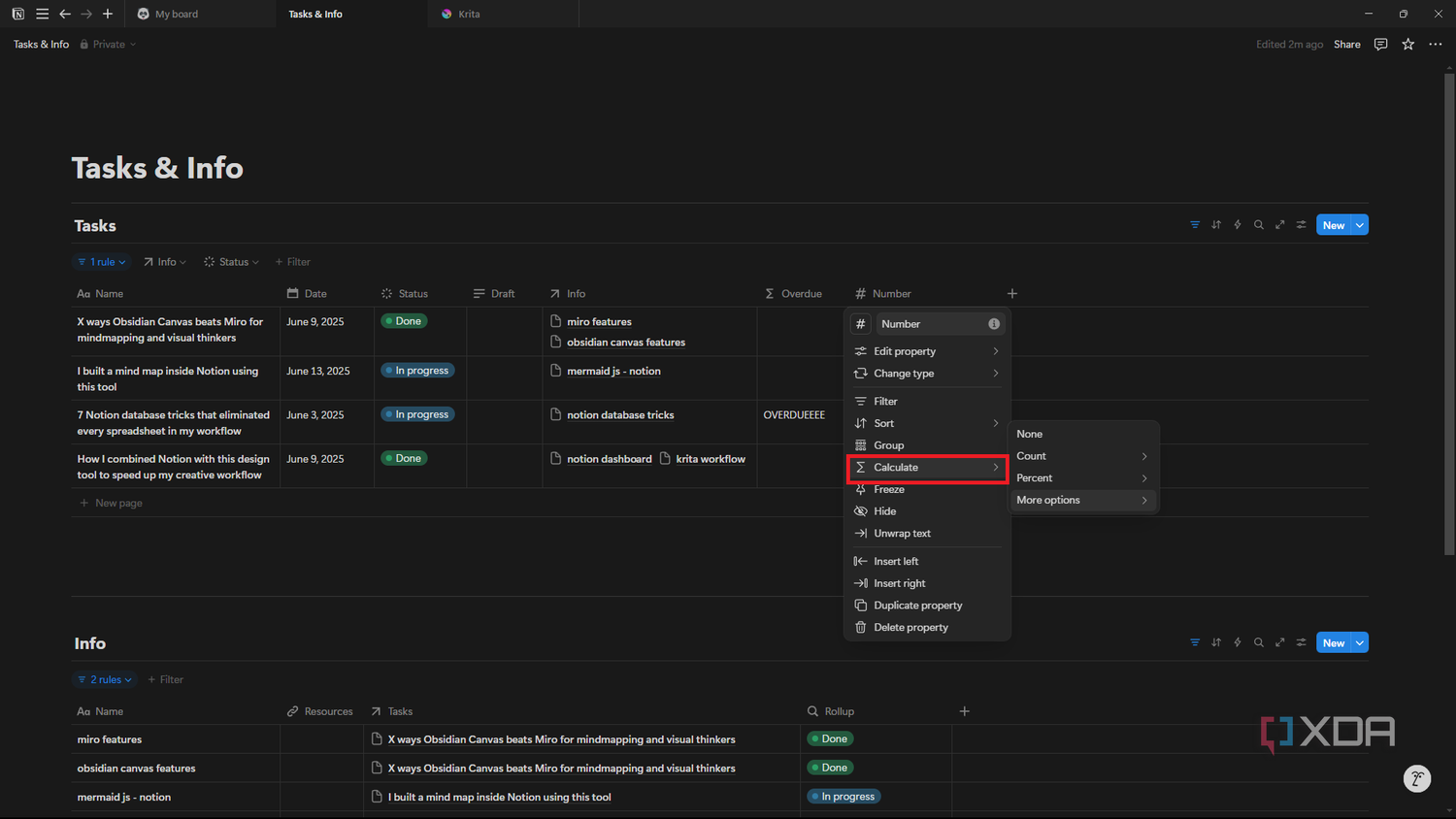 Notion select calculate