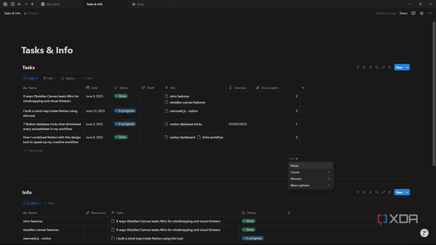 Notion view calculation