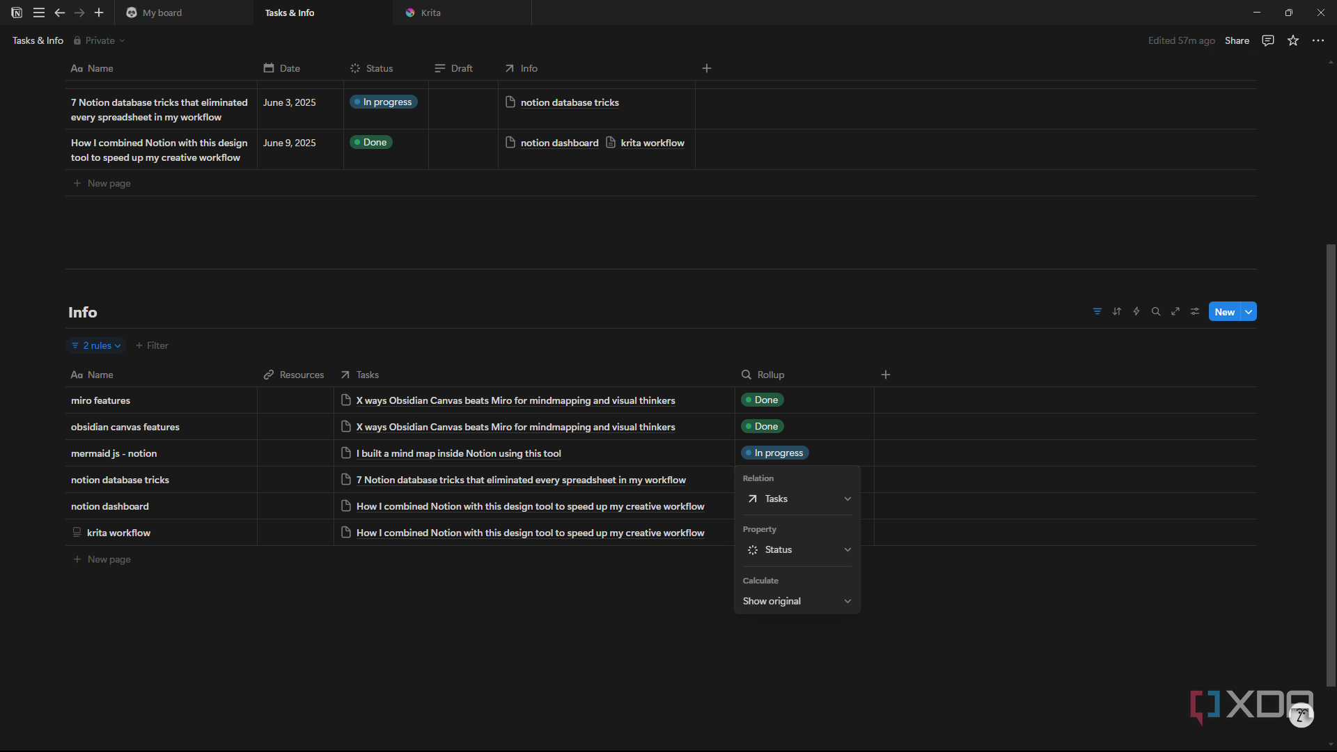 Notion view rollup correspondence