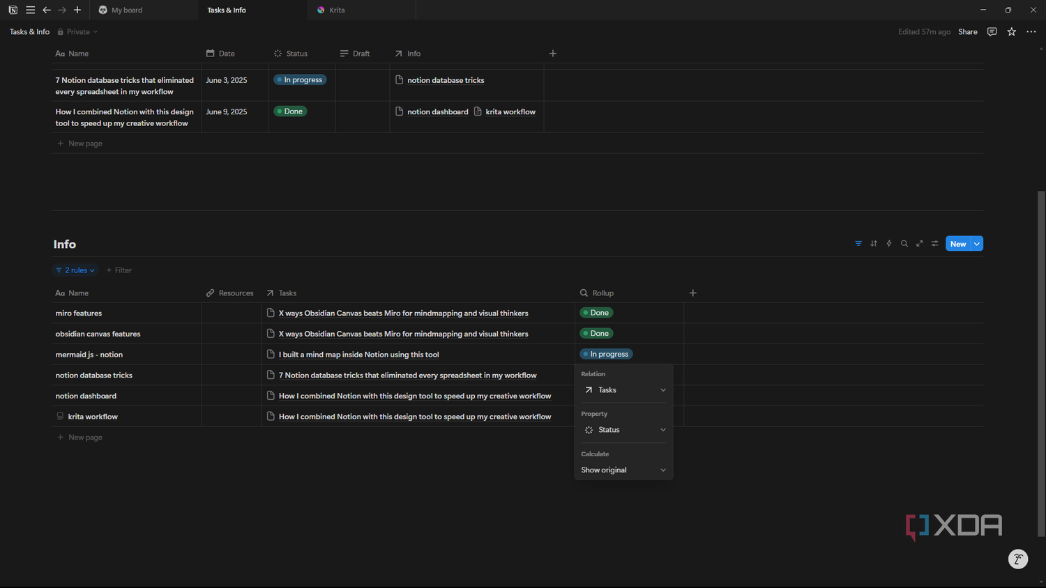 Notion view rollup correspondence