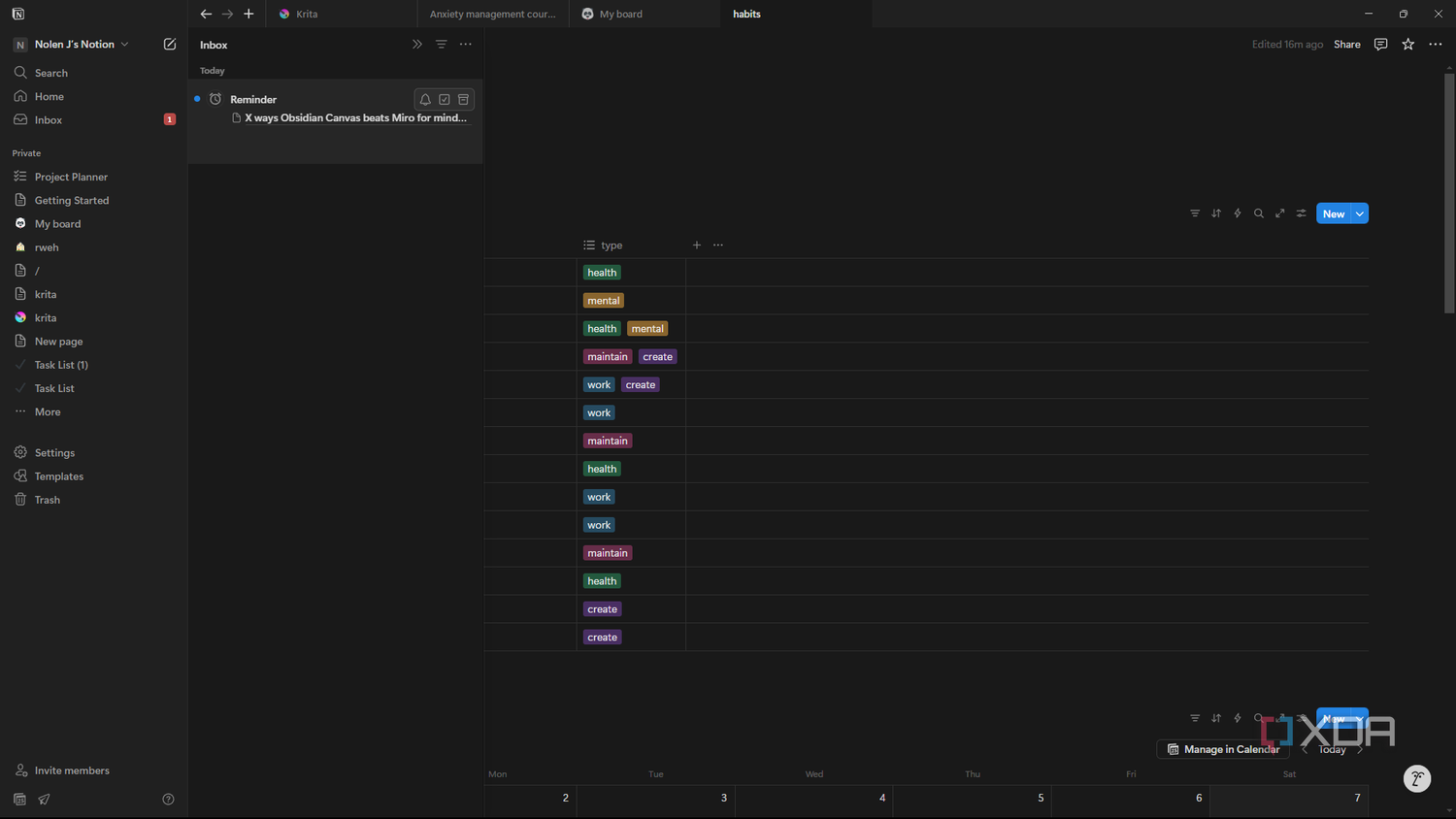 Notion viewing reminder in notifications