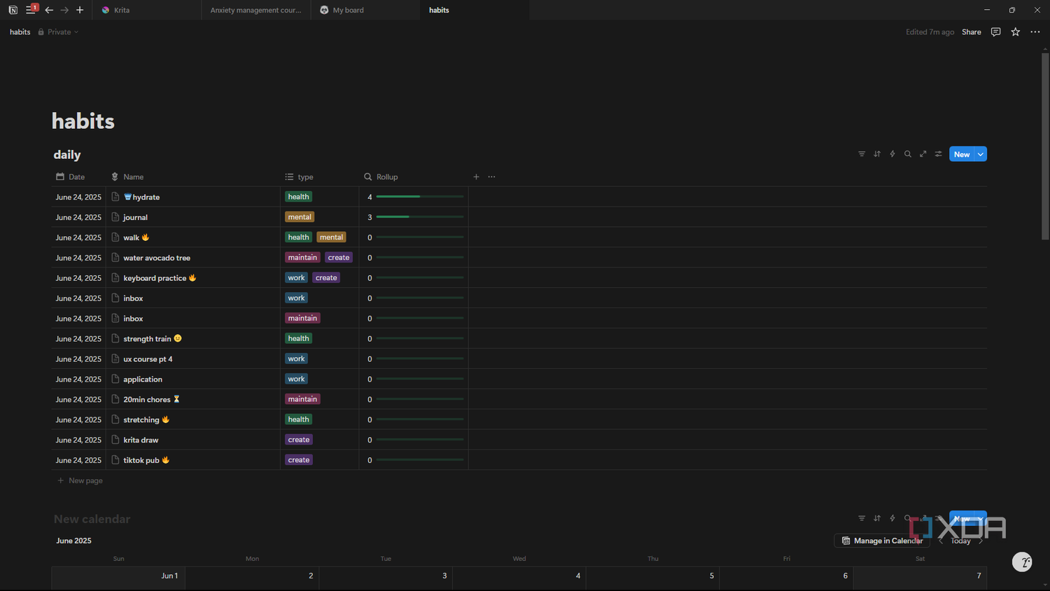 Notion viewing Rollup status bar