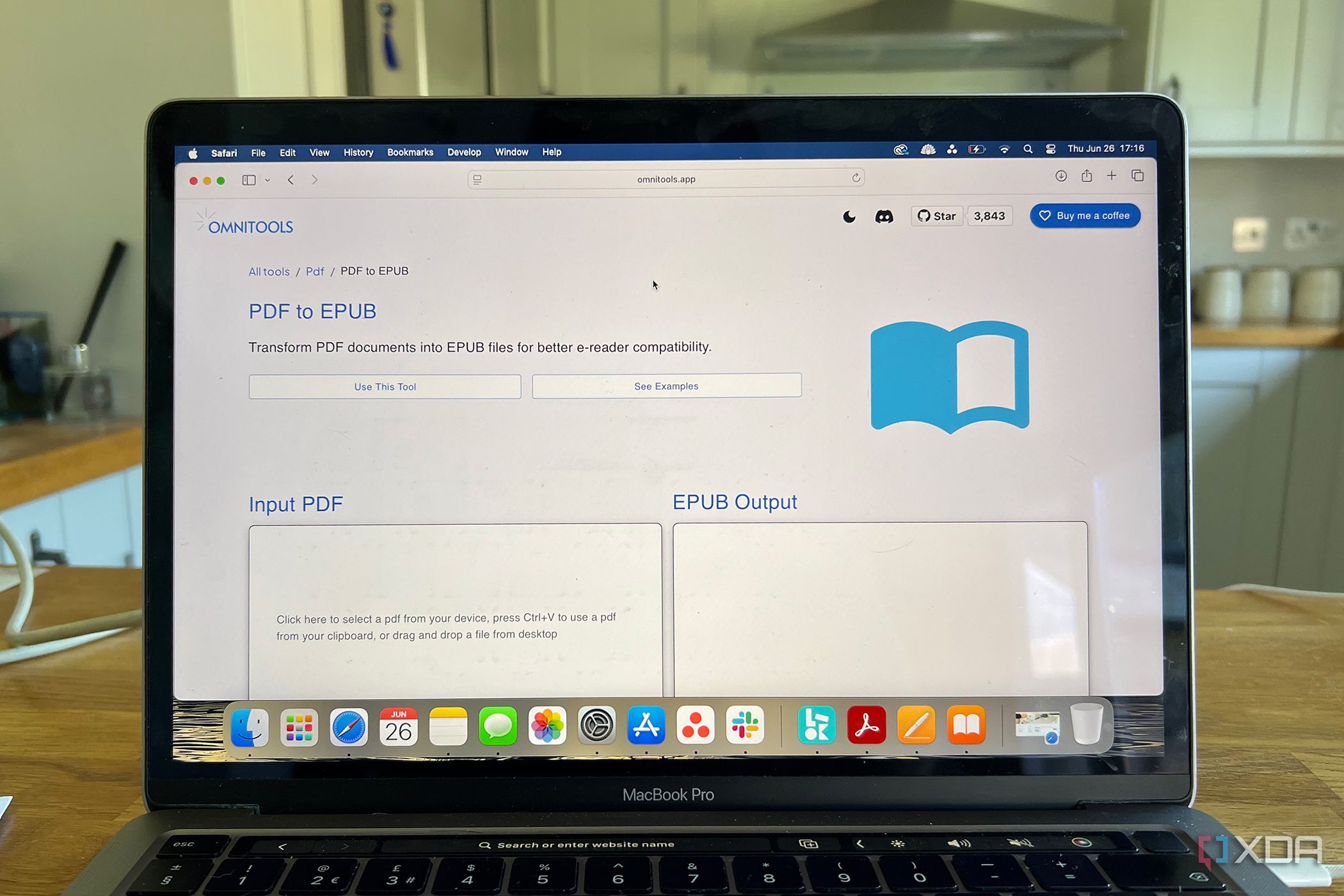 Omni Tools PDF to ePub feature upload page