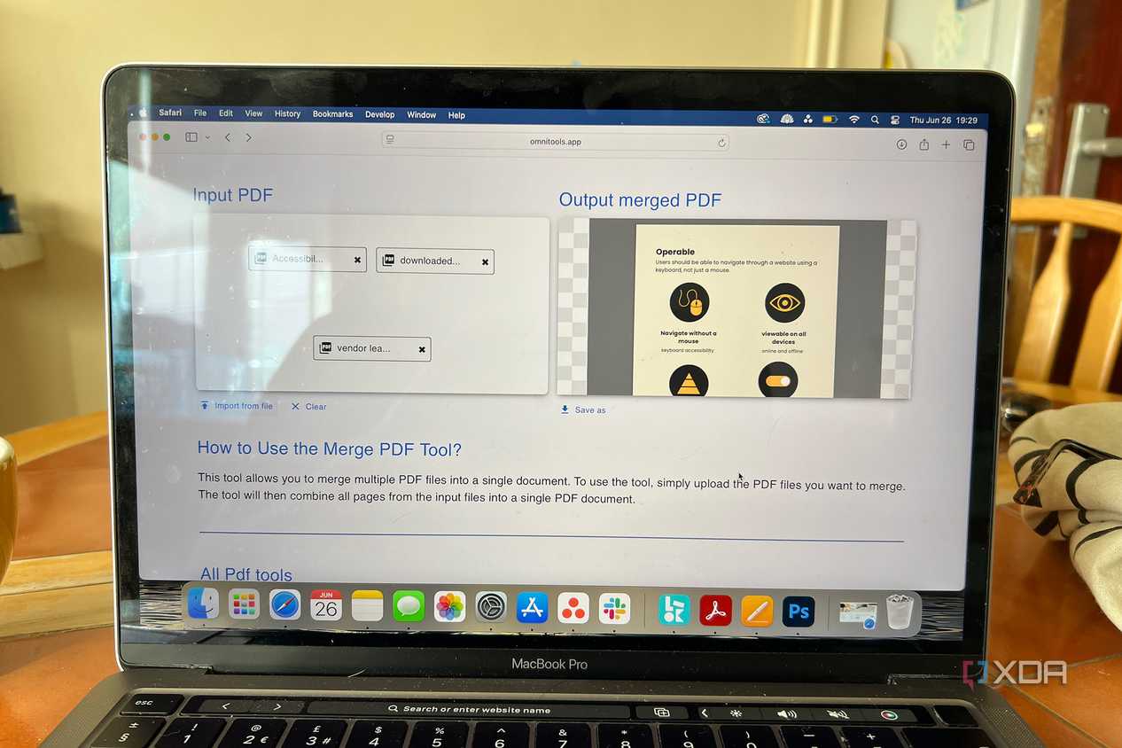Omni Tools Merge PDF feature merged file output