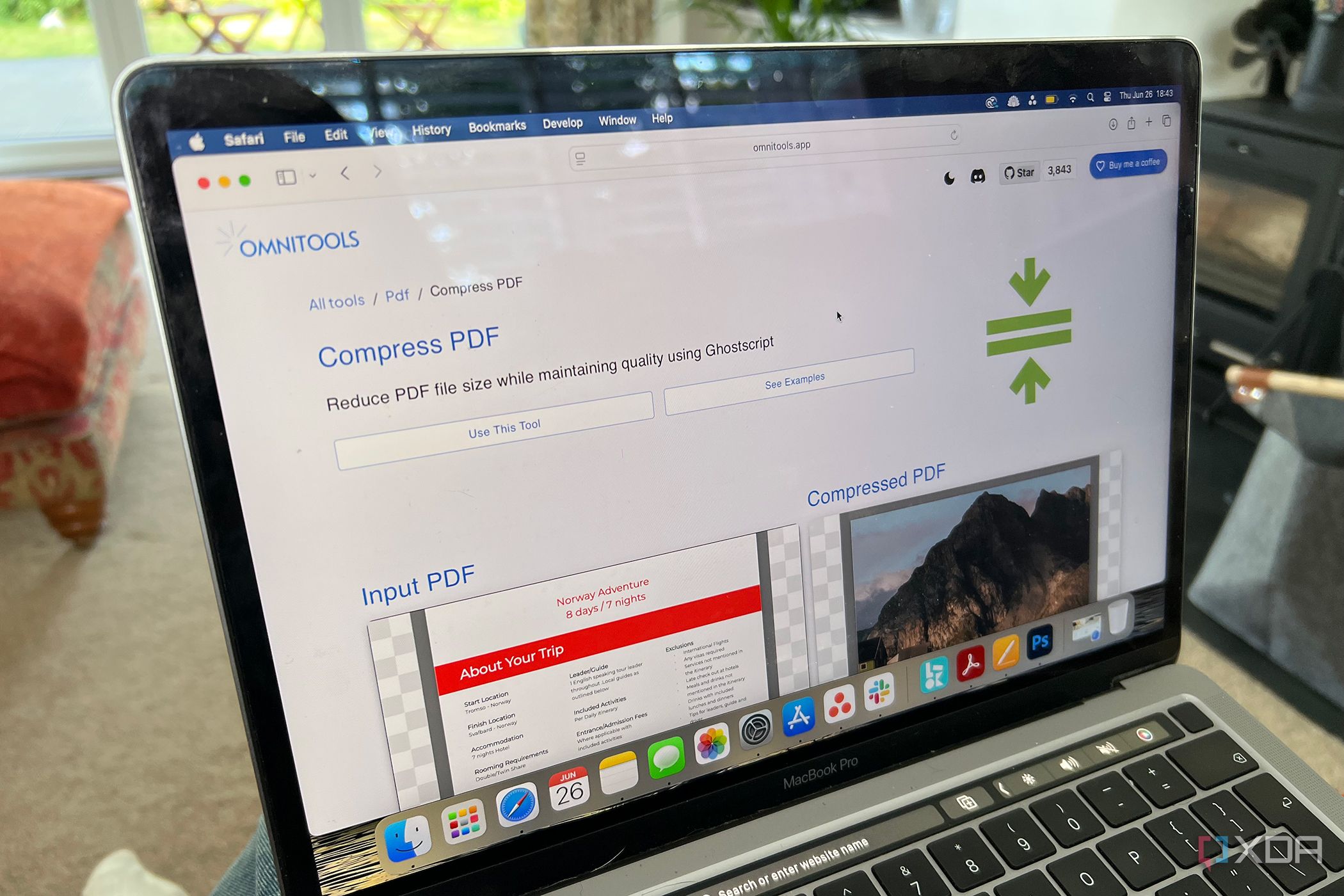 Omni Tools compress PDF feature upload page