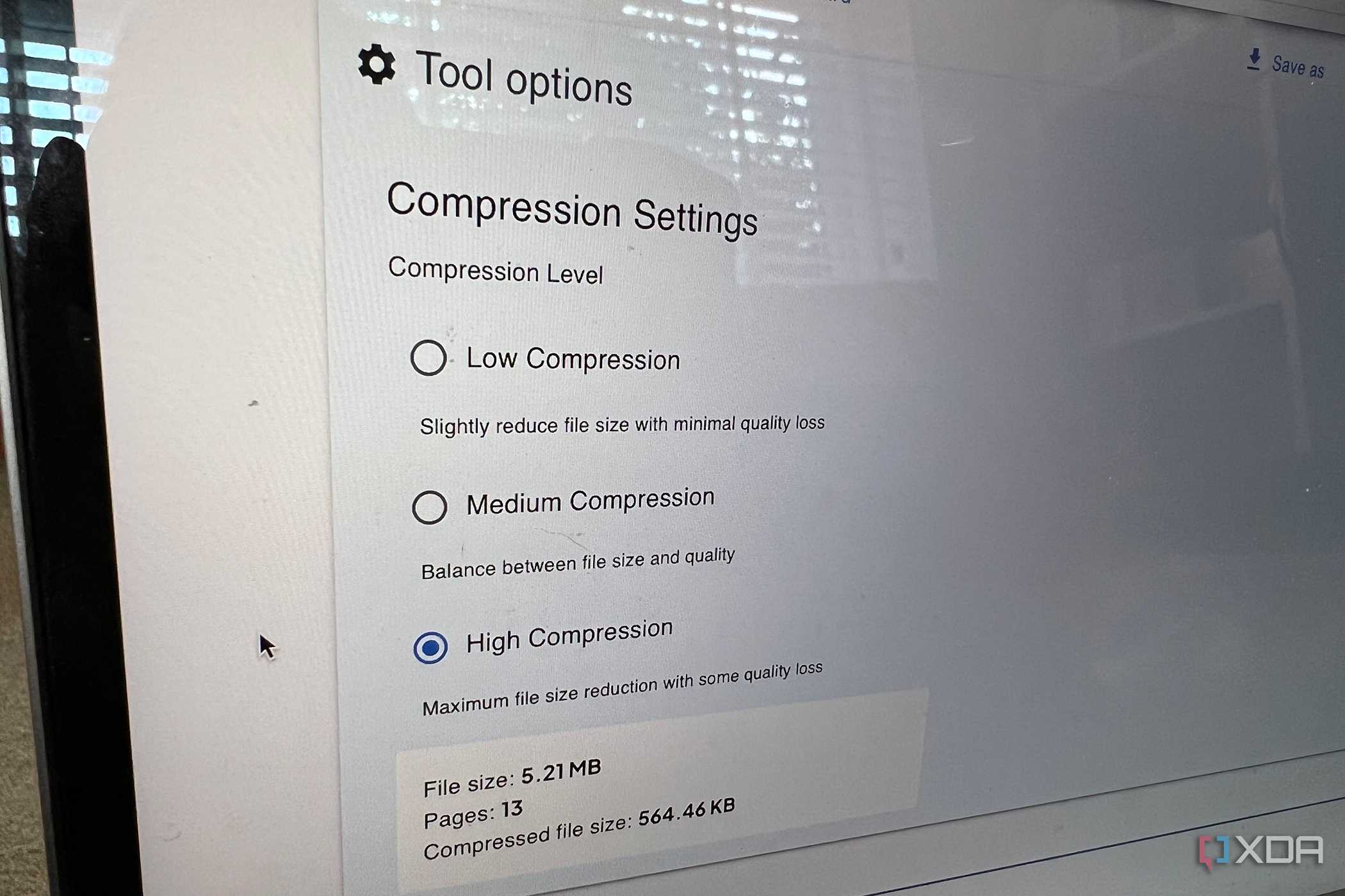 Omni Tools compress PDF feature high compression settings