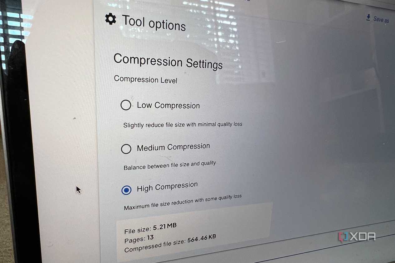Omni Tools compress PDF feature high compression settings