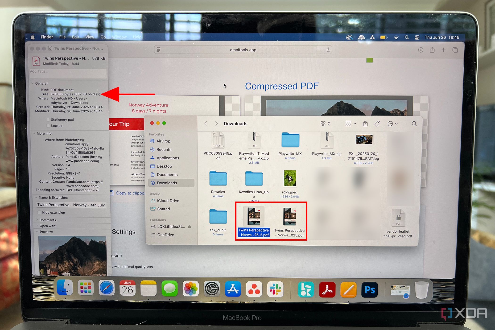 Compressed PDF size results