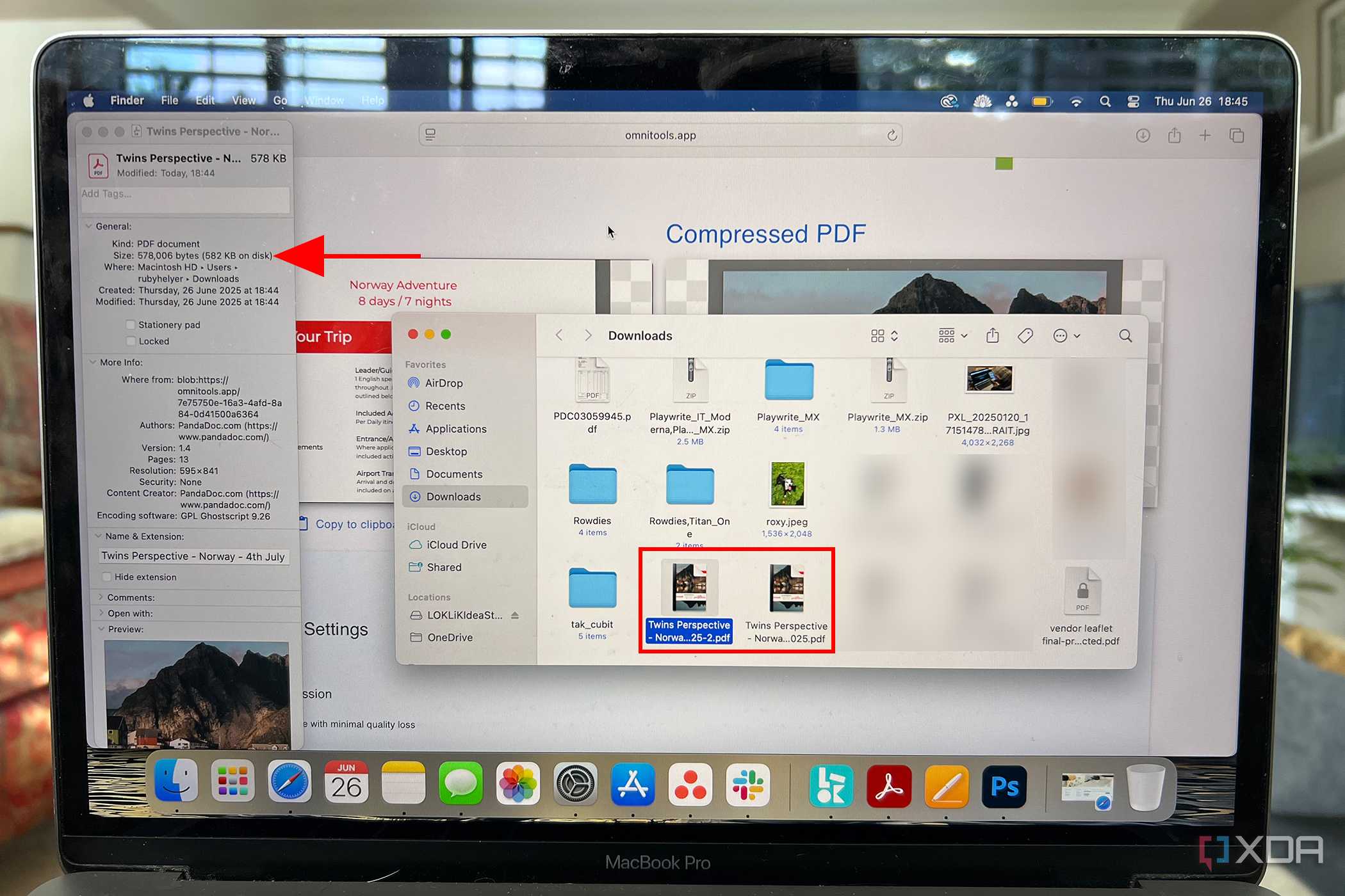 Compressed PDF size results