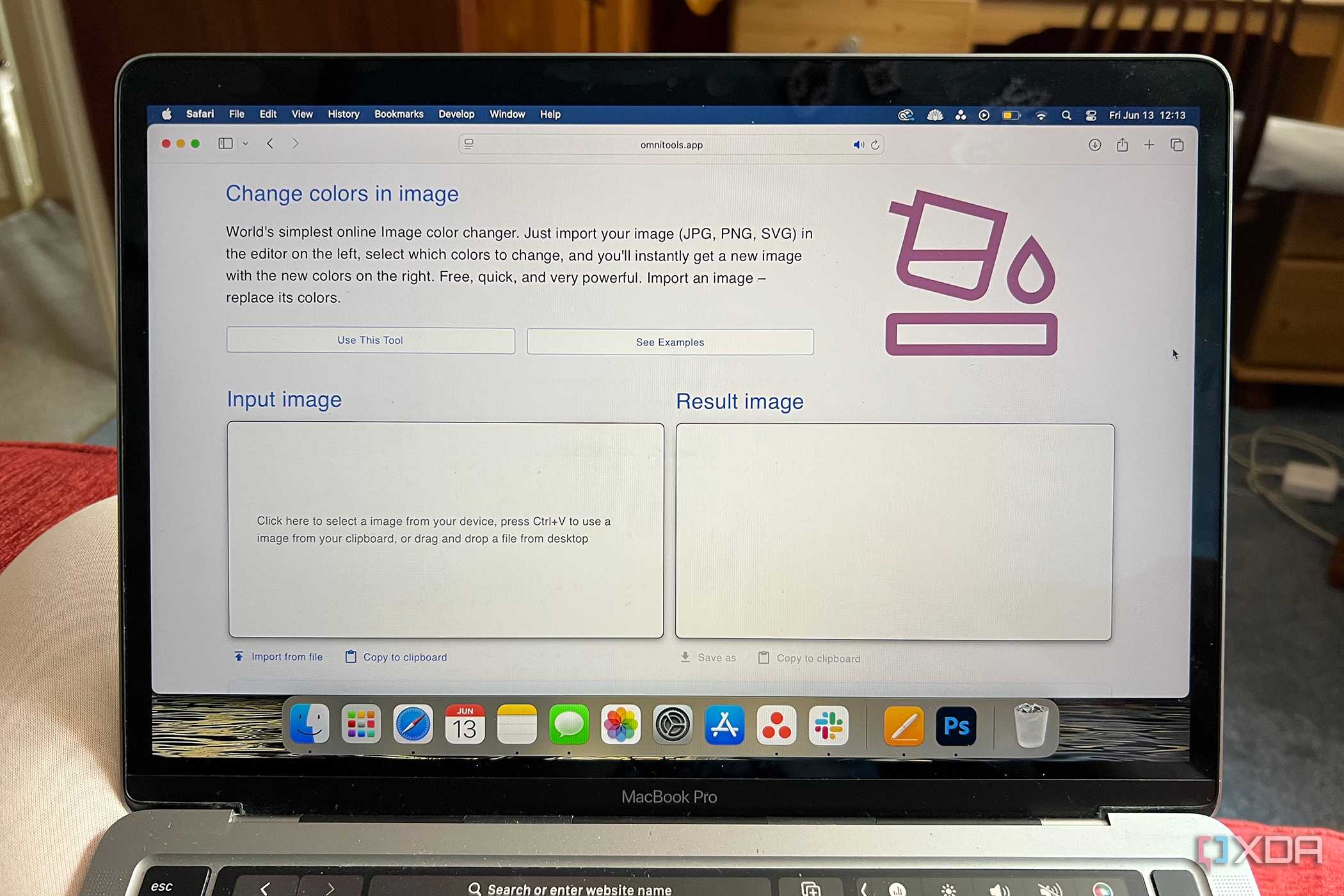 Omni Tools recolor image tool upload page