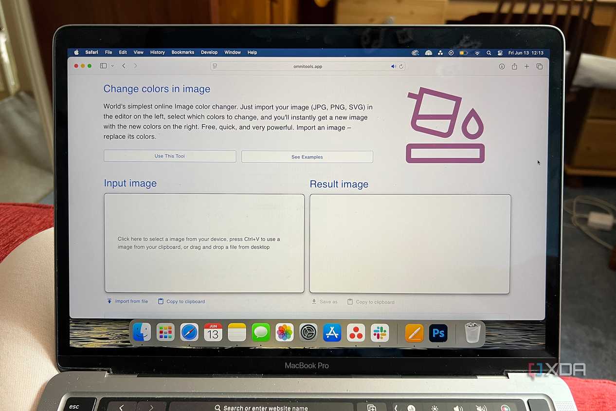 Omni Tools recolor image tool upload page