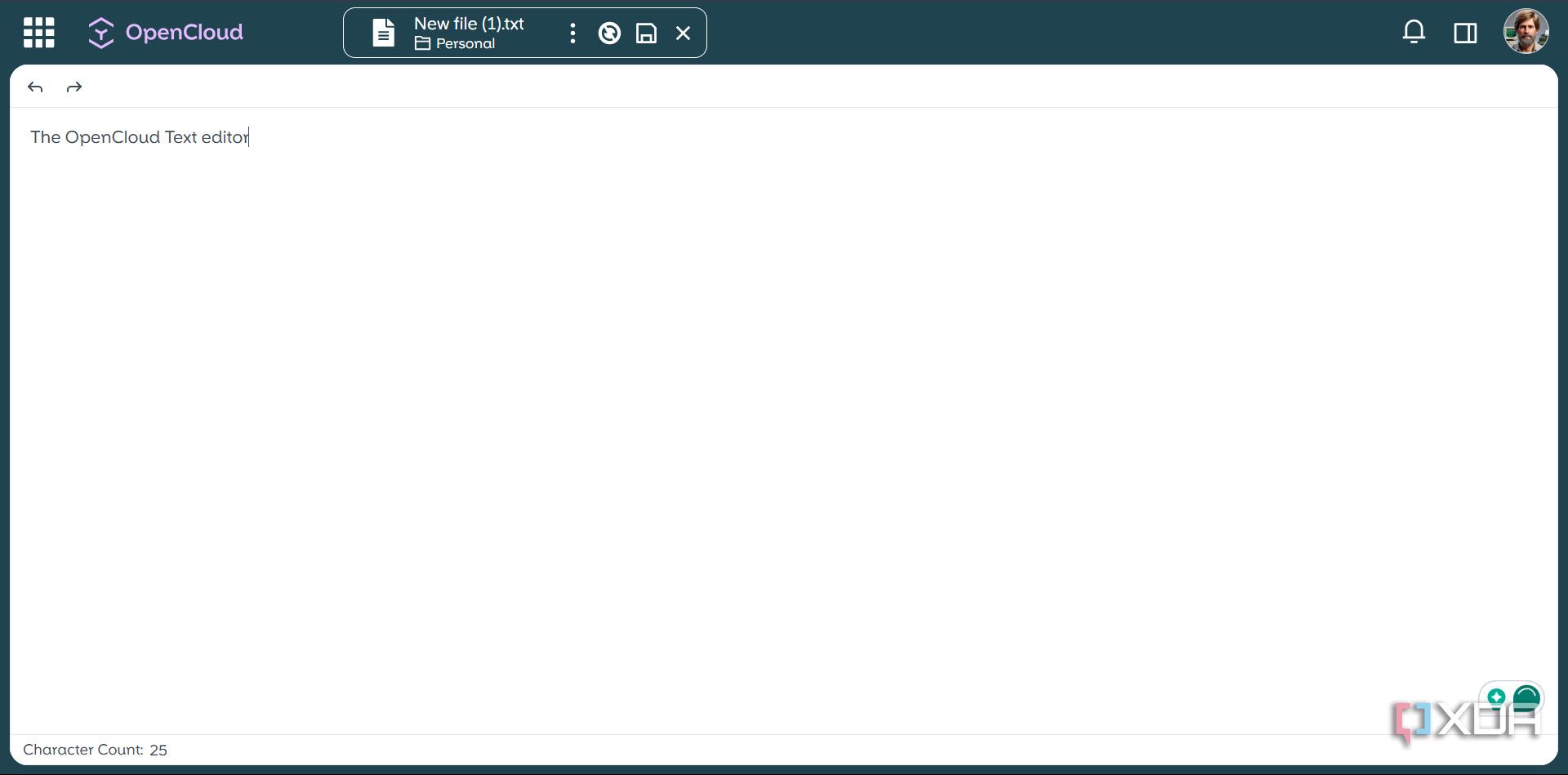 OpenCloud text editor