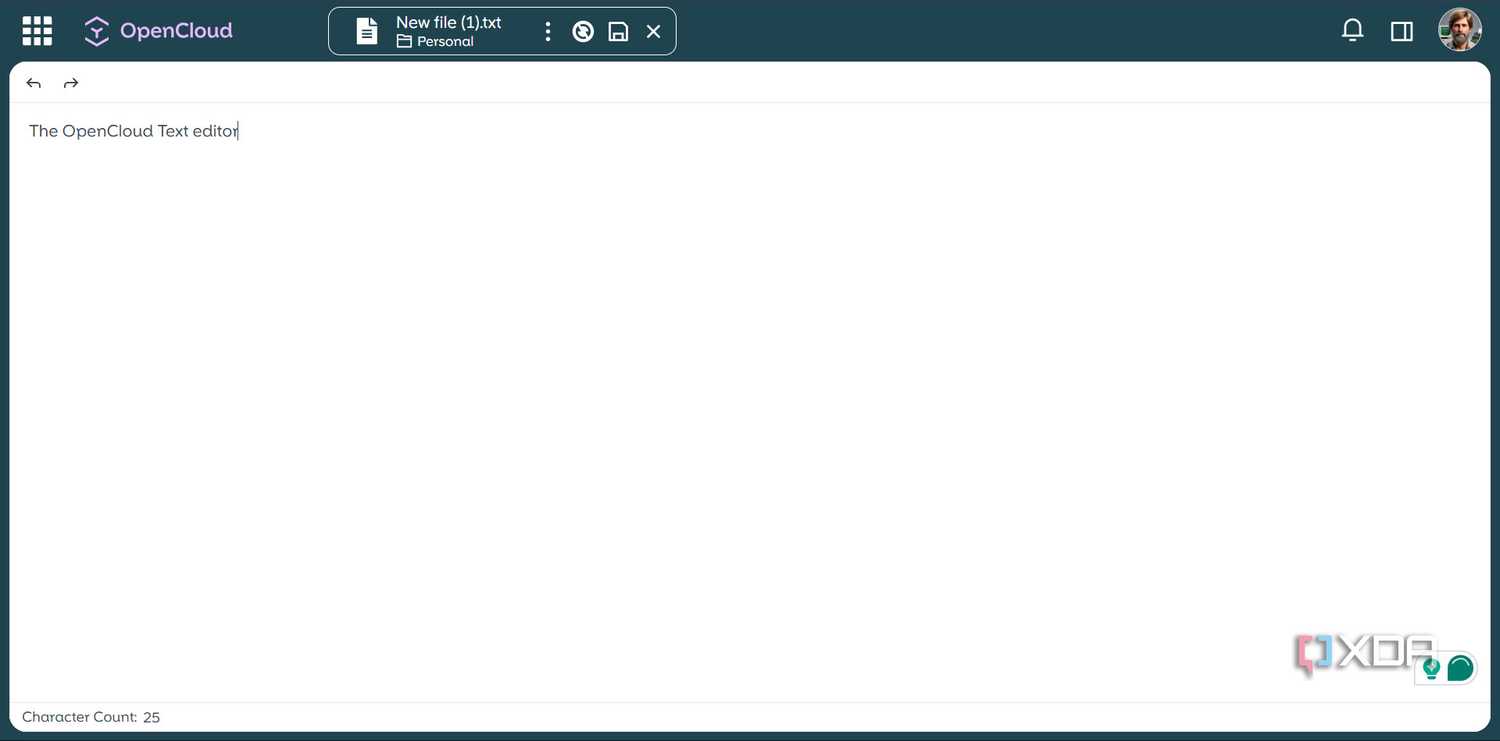 OpenCloud text editor