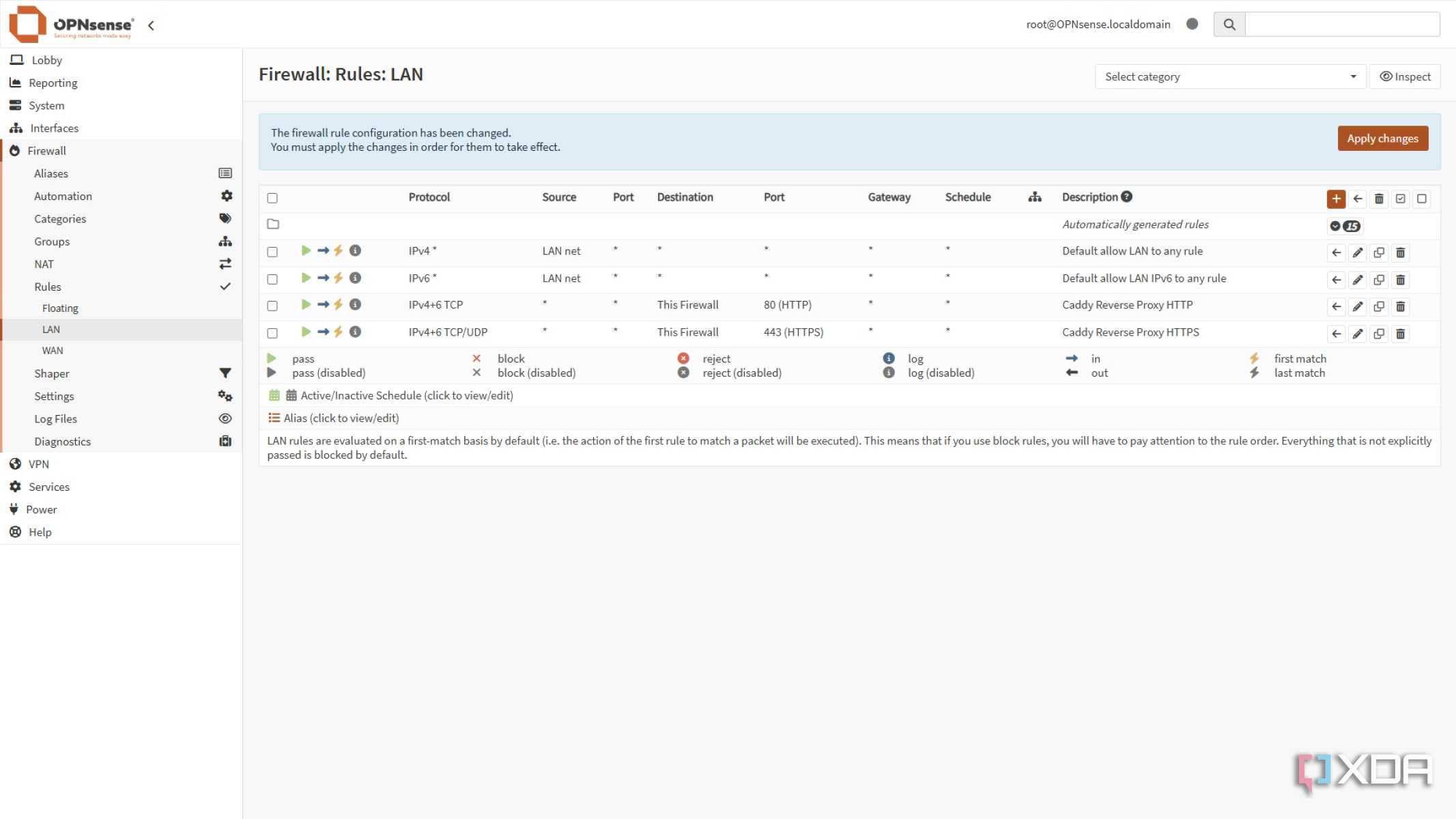 opnsense lan firewall caddy
