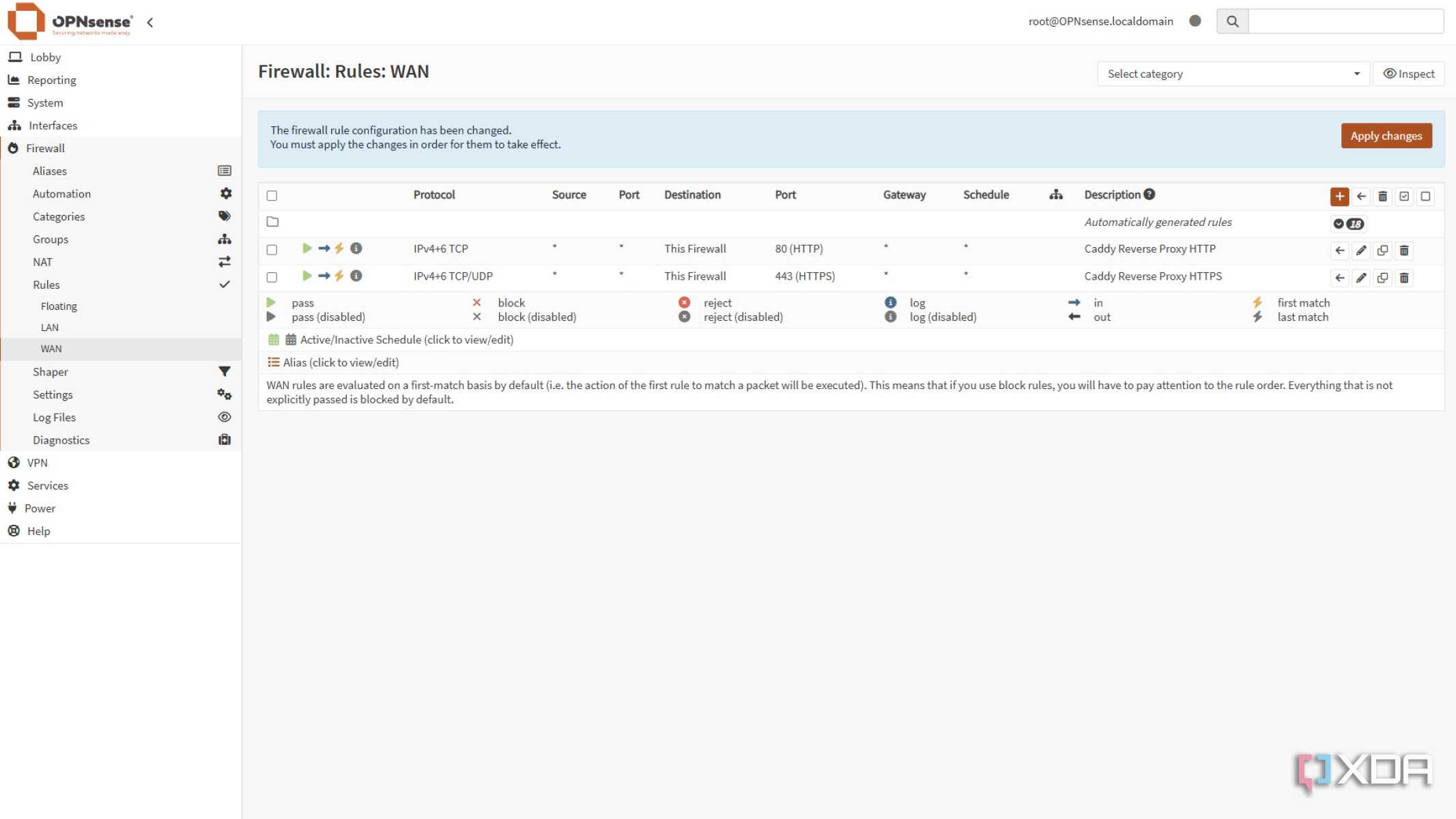 opnsense wan firewall caddy