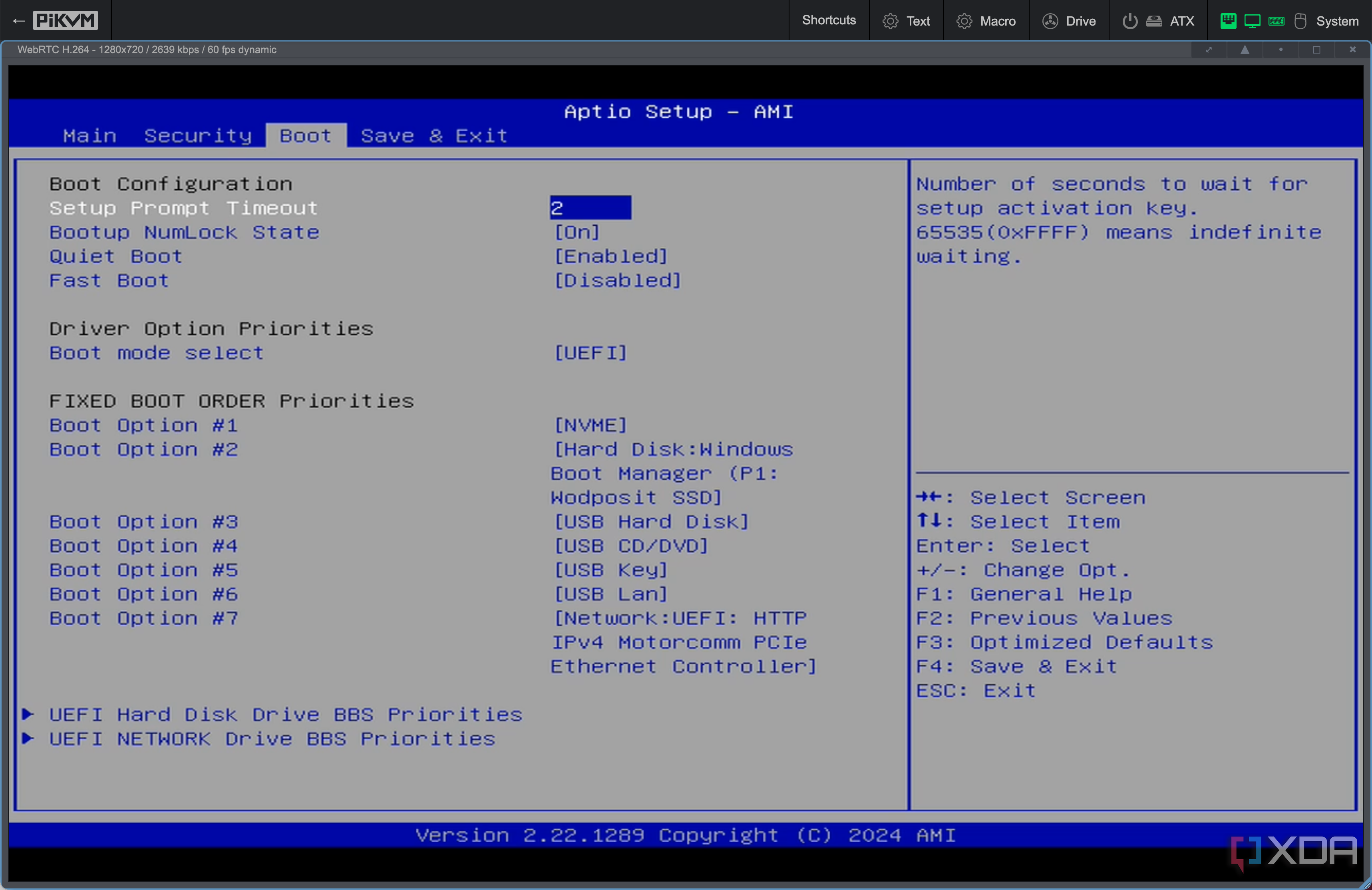 PiKVM accessing BIOS on remote PC