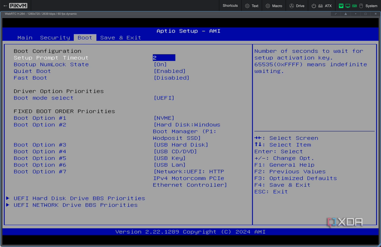 PiKVM accessing BIOS on remote PC