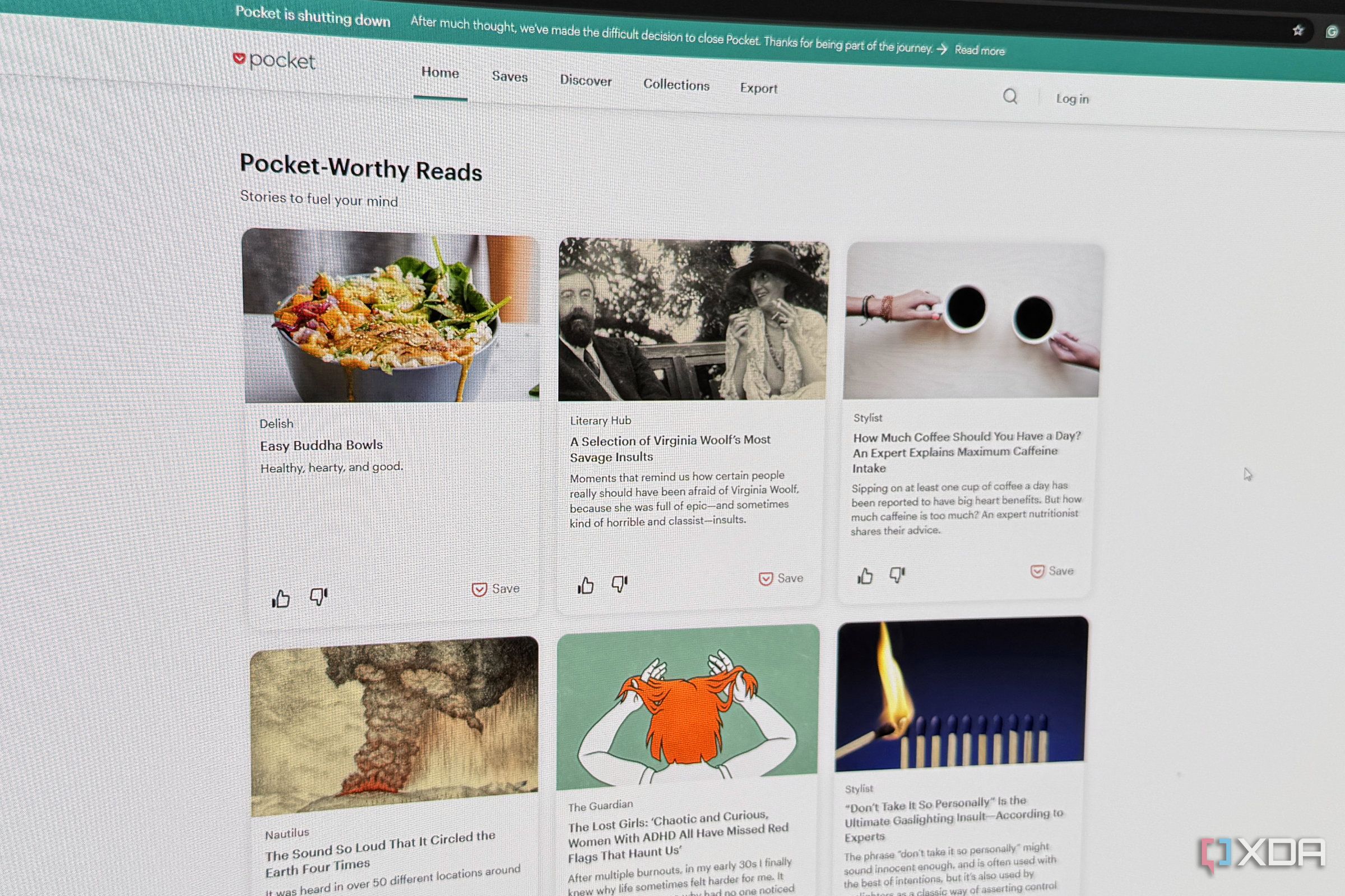 pocket website open on a monitor