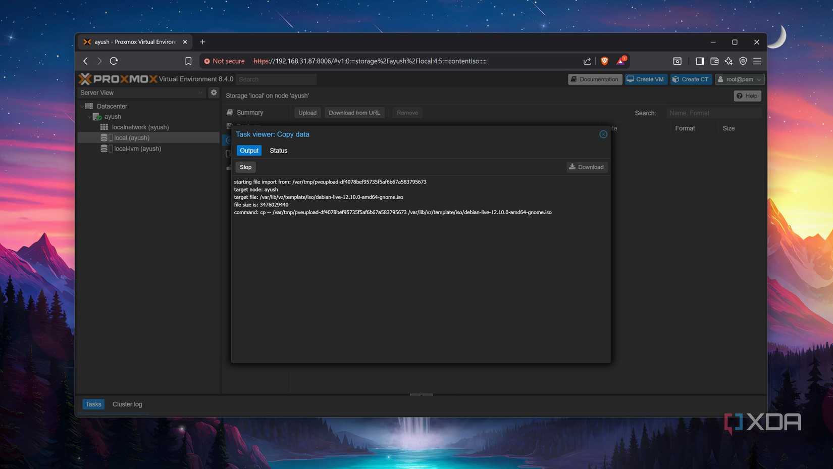 Transferring an ISO file to Proxmox