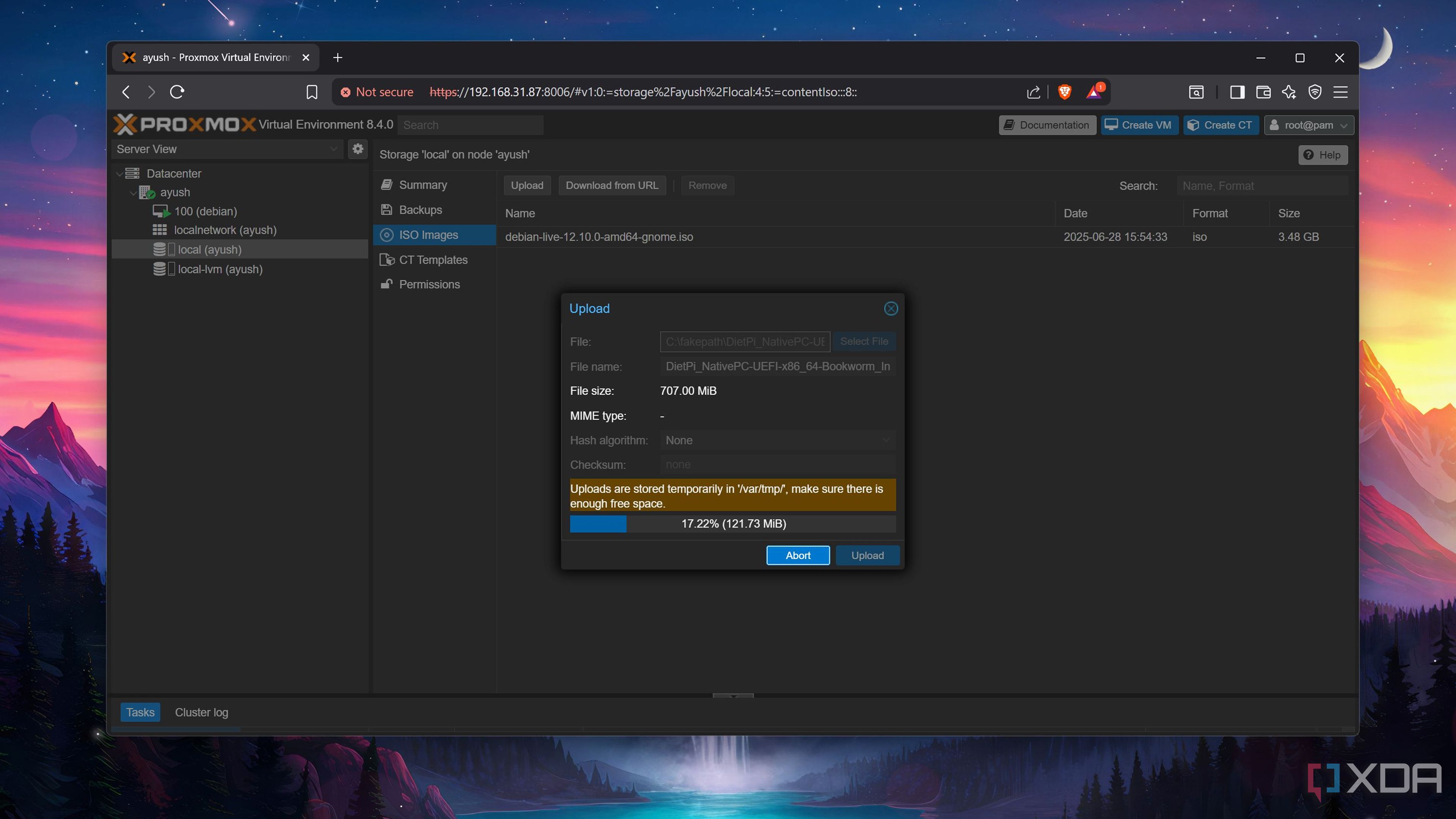 Transferring an ISO file to Proxmox