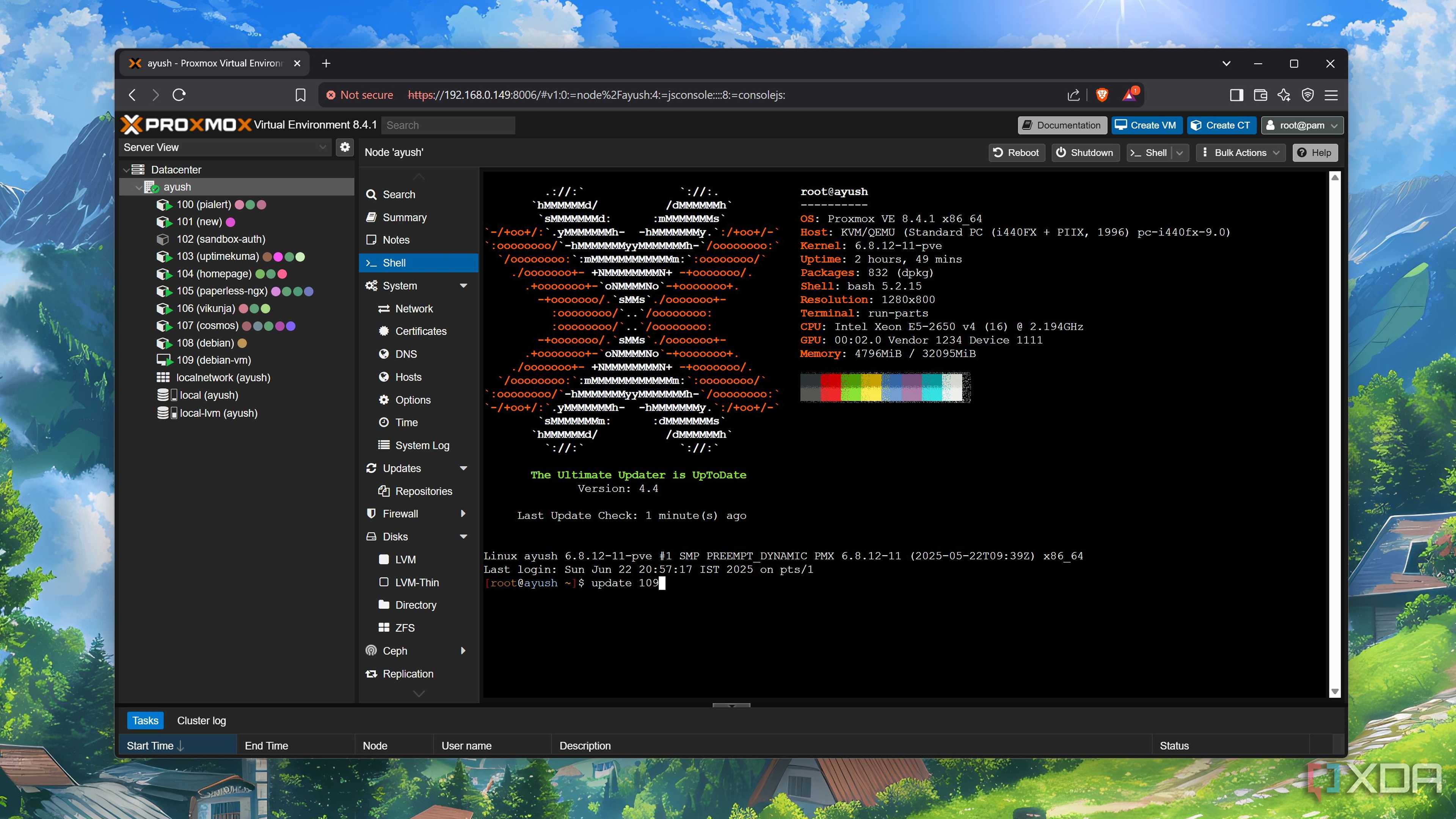 Updating a specific VM in Proxmox