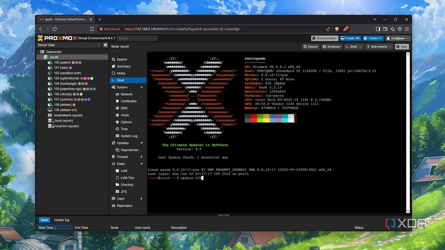 Updating a specific VM in Proxmox