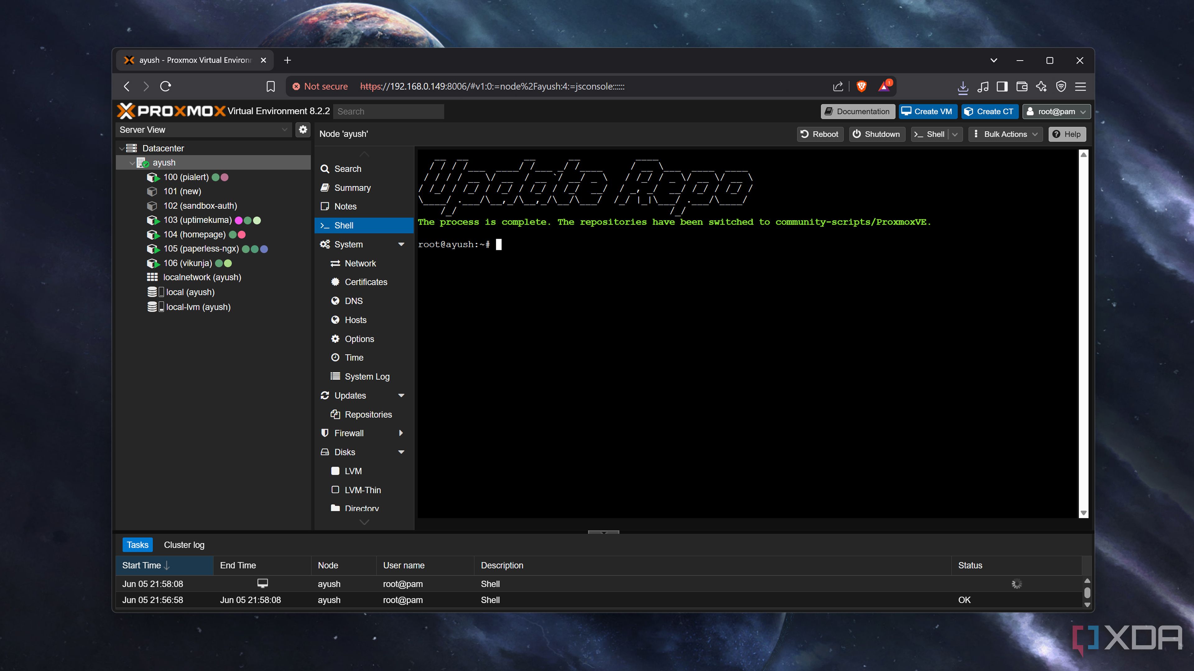 Running Proxmox Update Repositories script