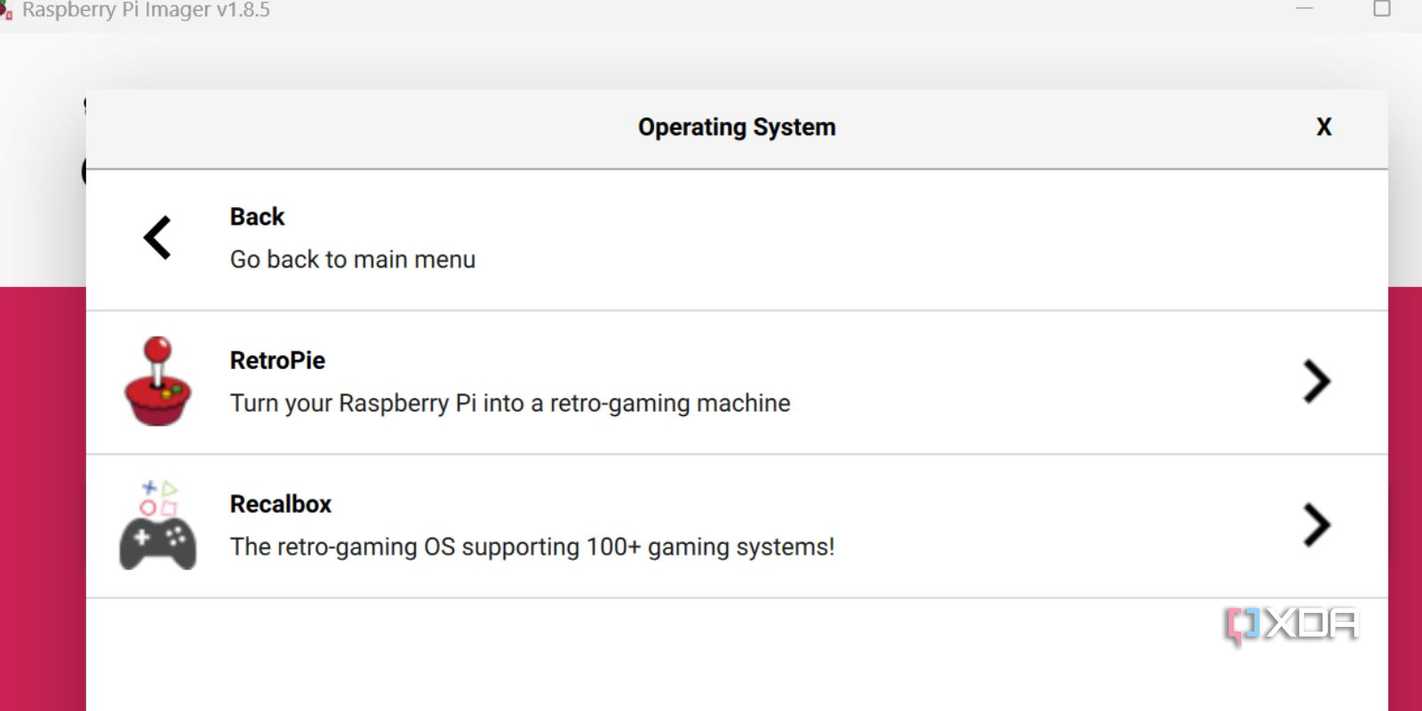 screenshot of raspberrypi imager os seletion page
