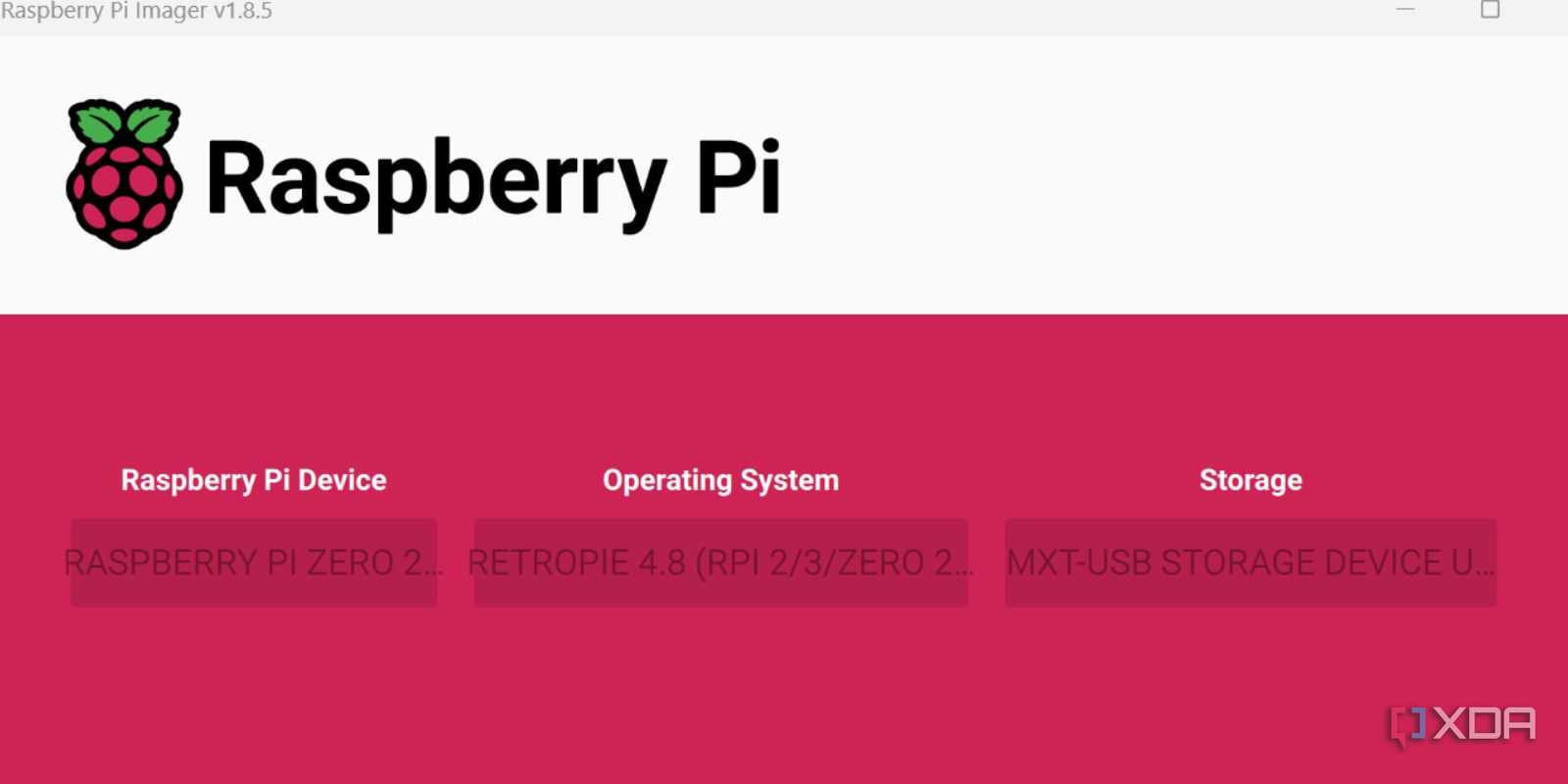 screenshot raspberrypi imager writing retropie to sdcard