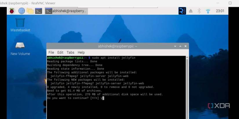 screenshot of raspberrypi installing jellyfin terminal