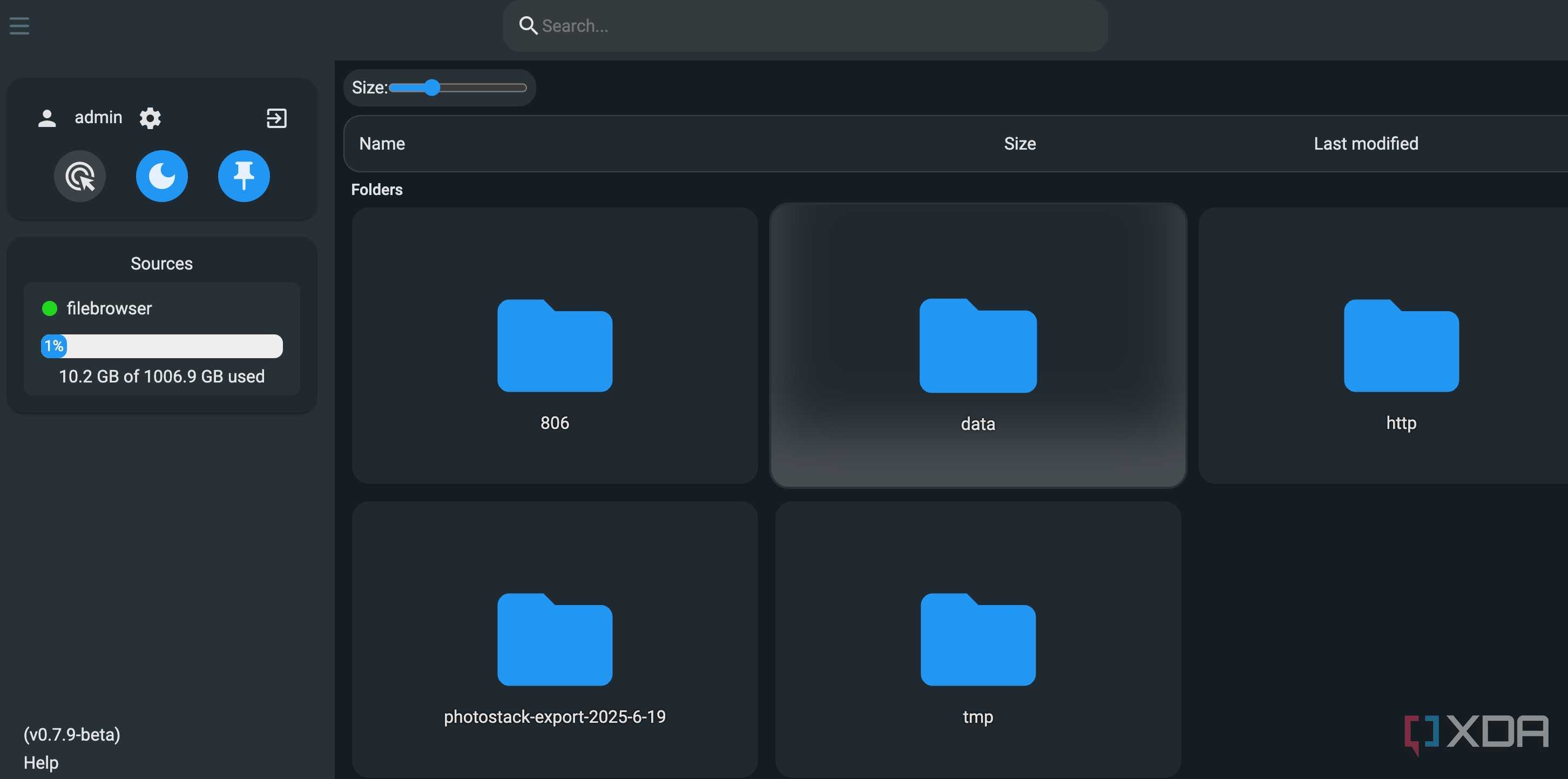 FileBrowser Quantum folders